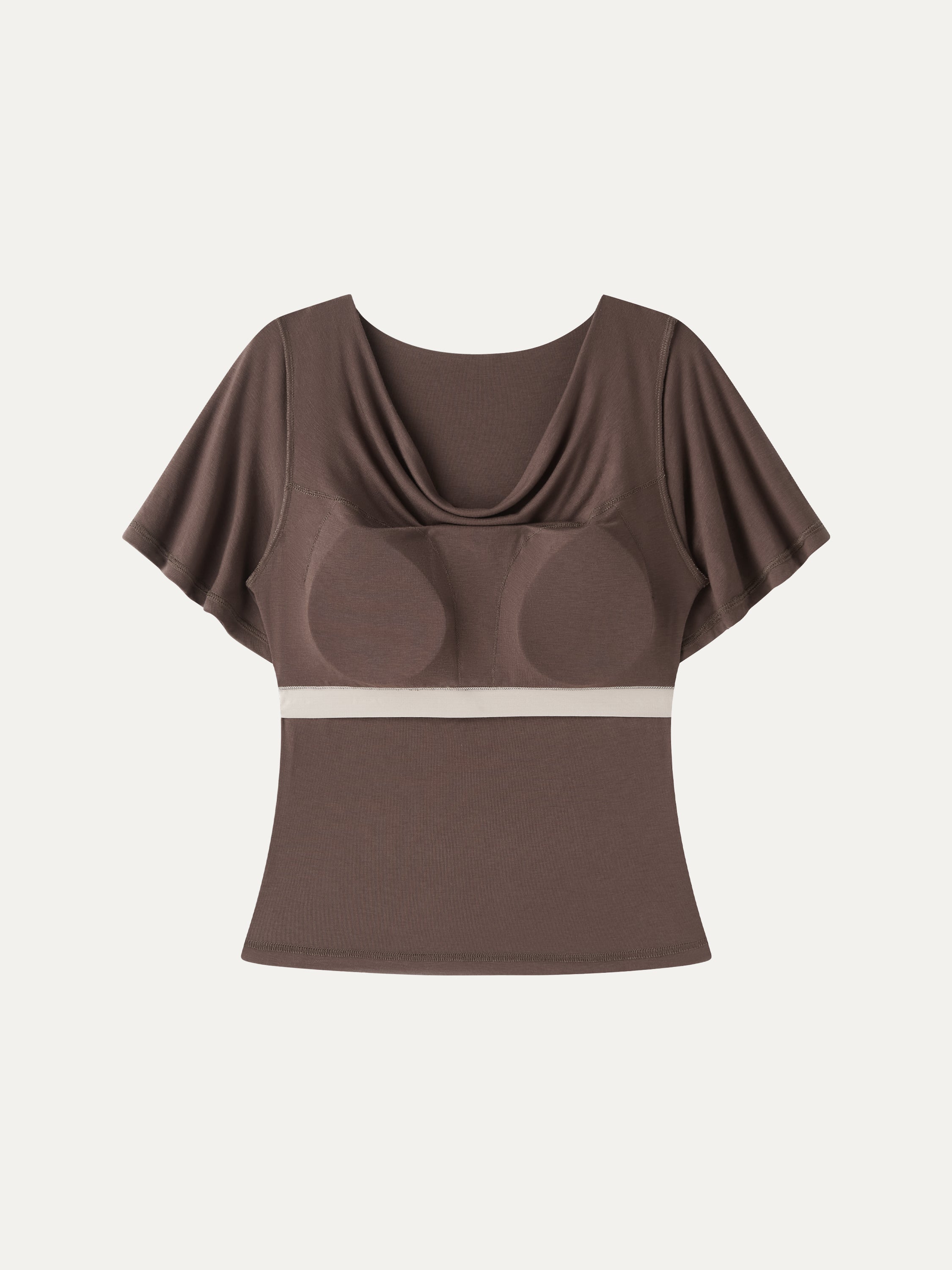 OGLmove CoolTouch Cowl Neck Flutter Sleeve Bra Top
