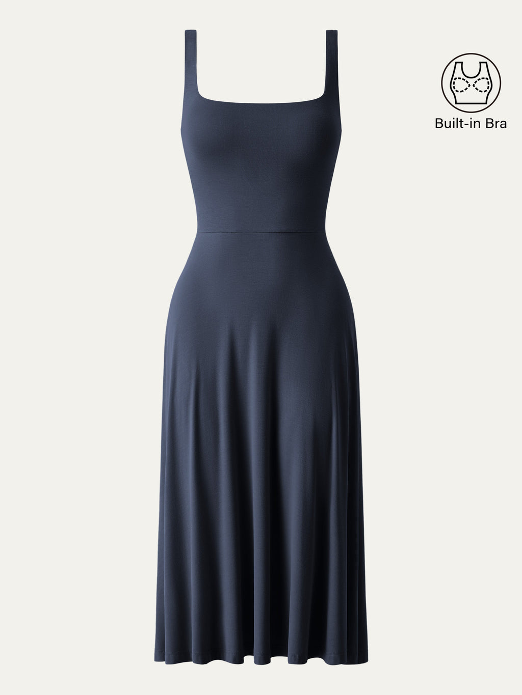 OGLmove Square Neck Flowy New Airy Bra Midi Dress