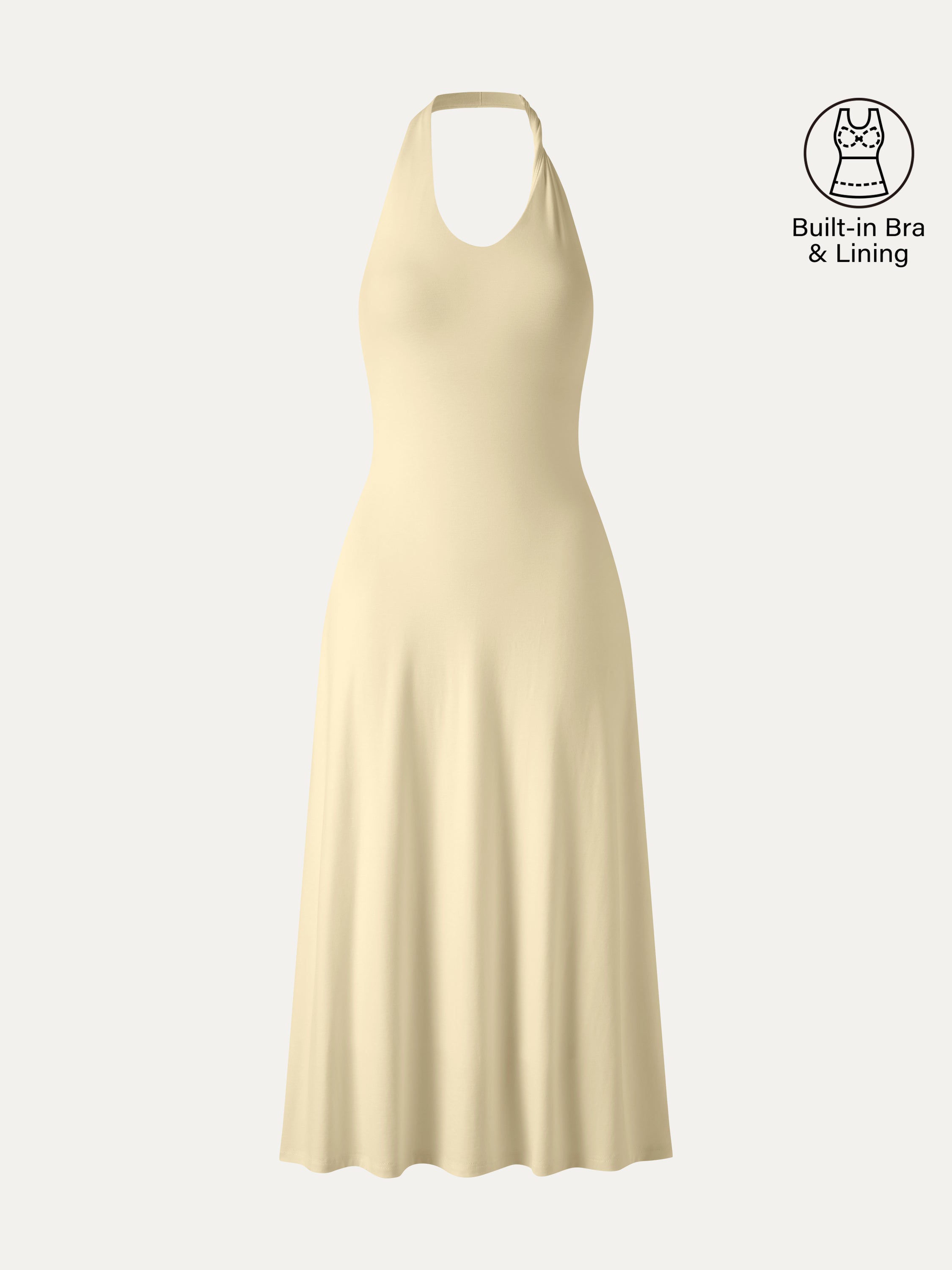 OGLmove Women's Ponte Halter Neck Open Back Bra Dress