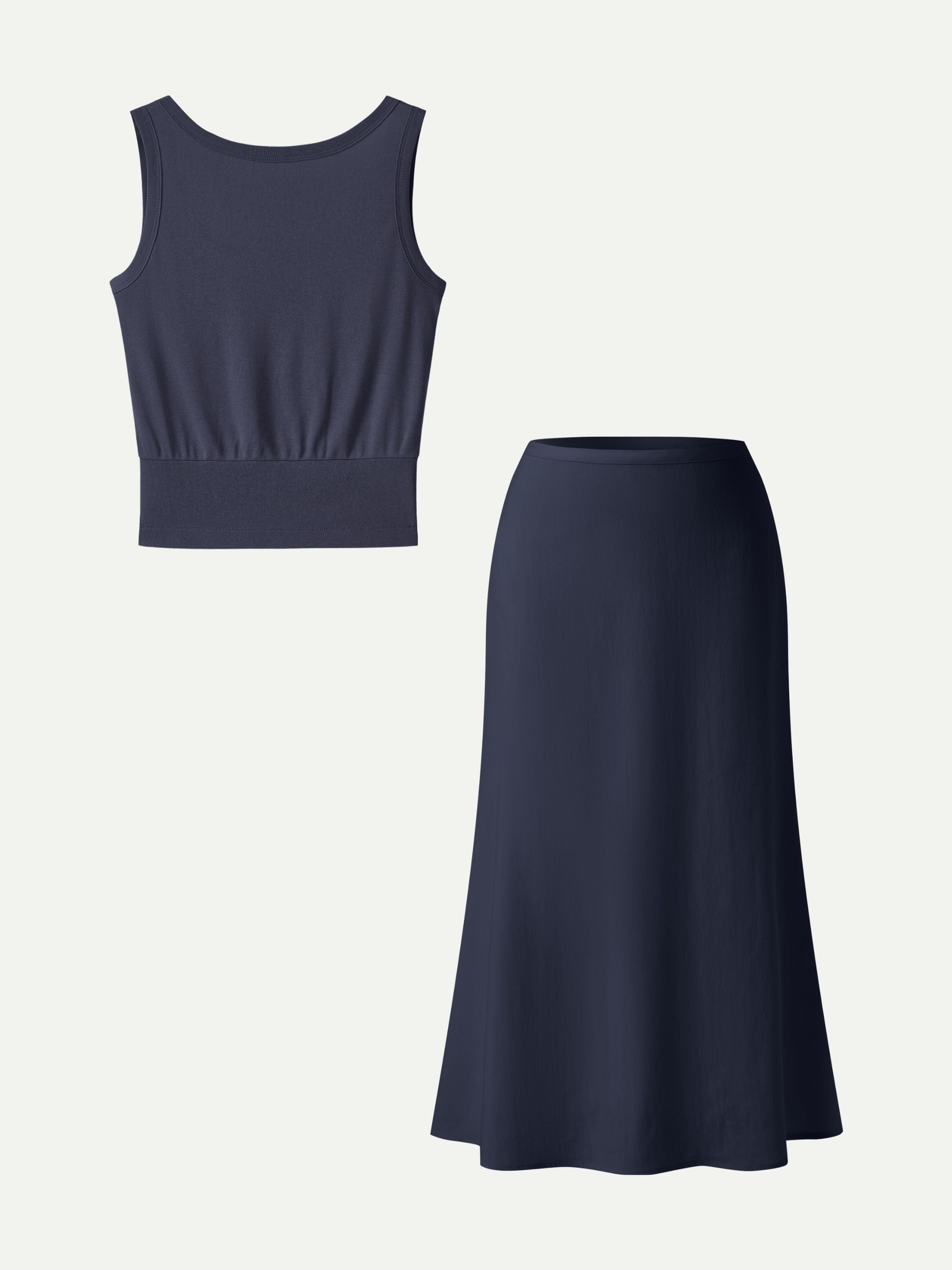 OGLmove Reversible Boatneck Top and Maxi Flared Skirt 2-Piece Set