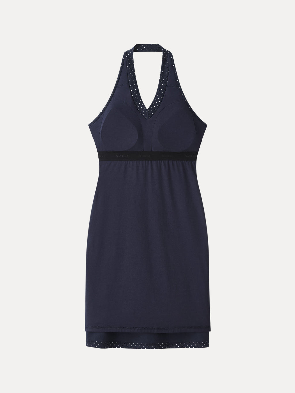 OGLmove Soft Stretch Cotton Halterneck Polka Dot Mini Bra Dress