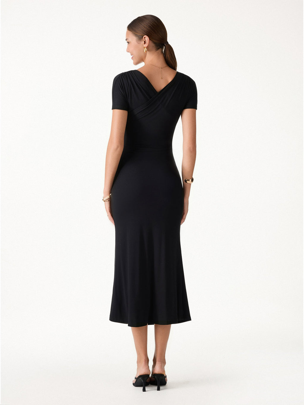 OGLmove Surplice Short Sleeve Midi Dress