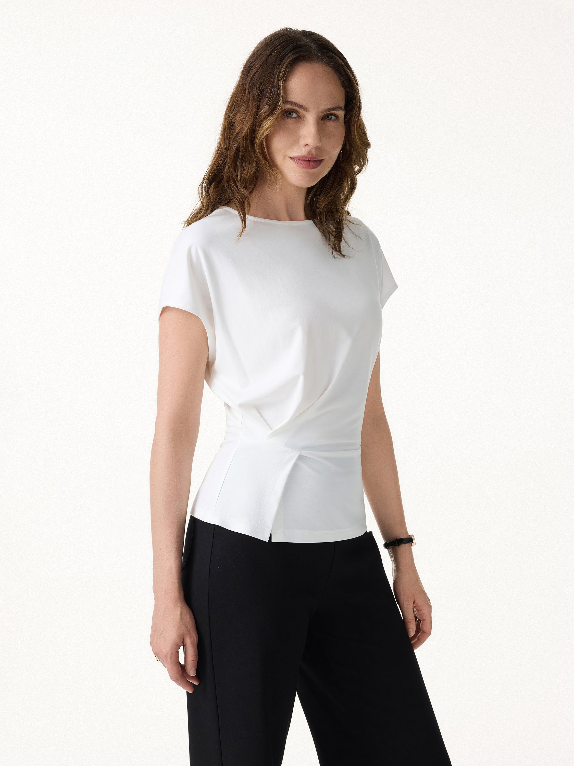 OGLmove Cooling Ponte Relaxed Round Neck Tucked Top