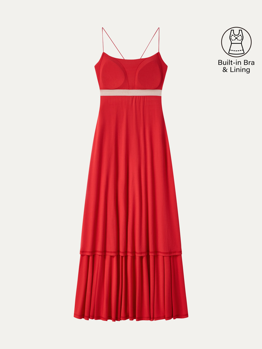 OGLmove Women's Square Neck Spaghetti Open Back Midi Bra Dress with Pockets