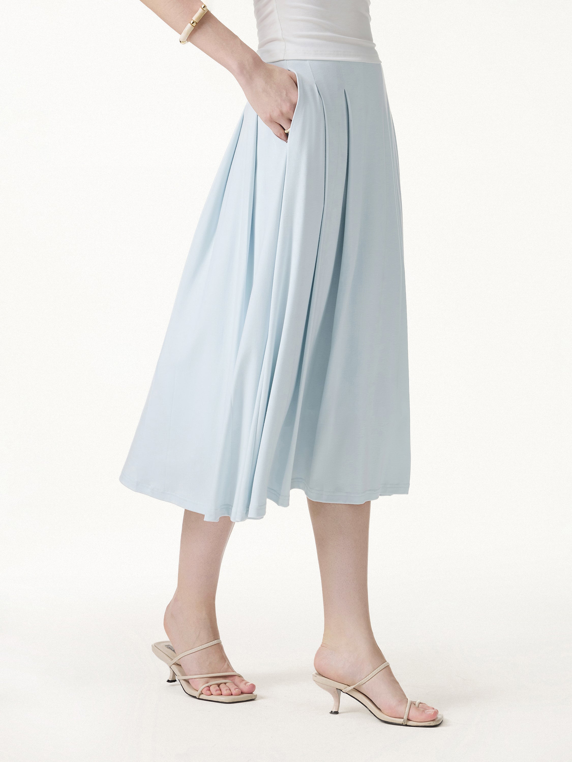 OGLmove CoolTouch Circle Flare Midi Skirt with Pockets