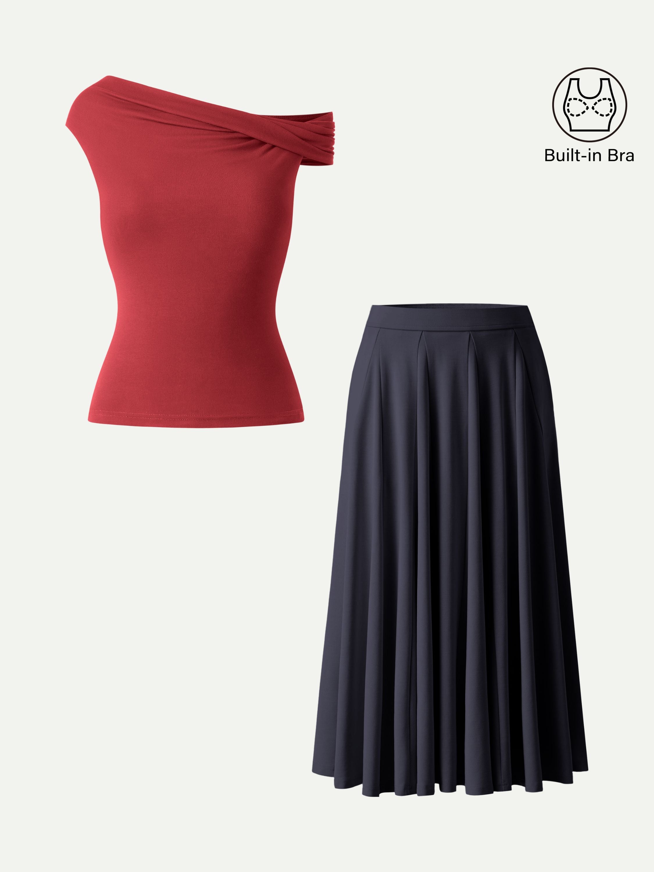 OGLmove Multi-wear Bra Top and Volume Skirt 2Pcs Set