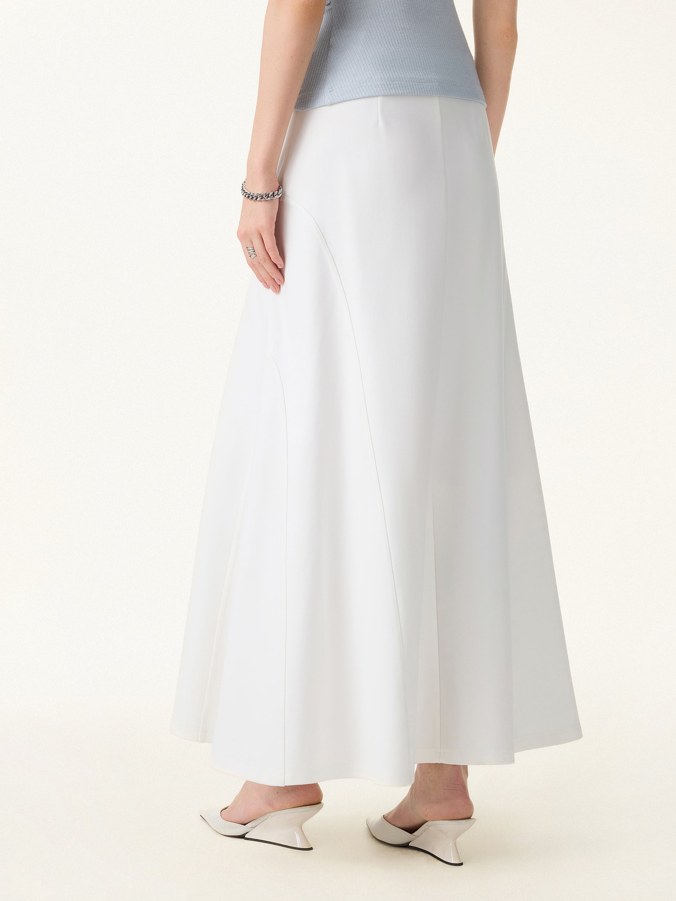 OGLmove Wrinkle-Resistant A-Line Flared Maxi Skirt