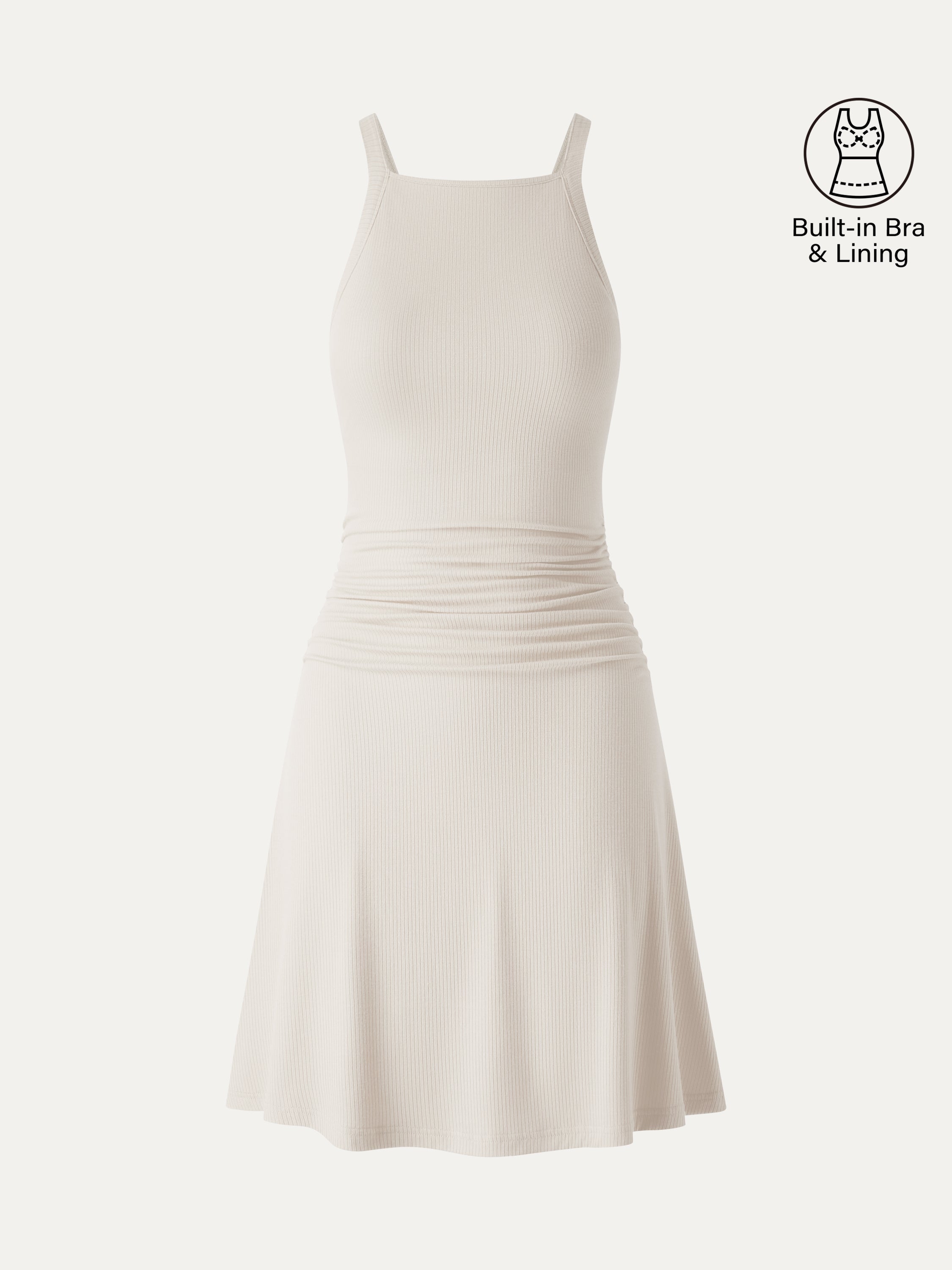 OGLmove CoolTouch Square Neck Ruched Mini Bra Dress