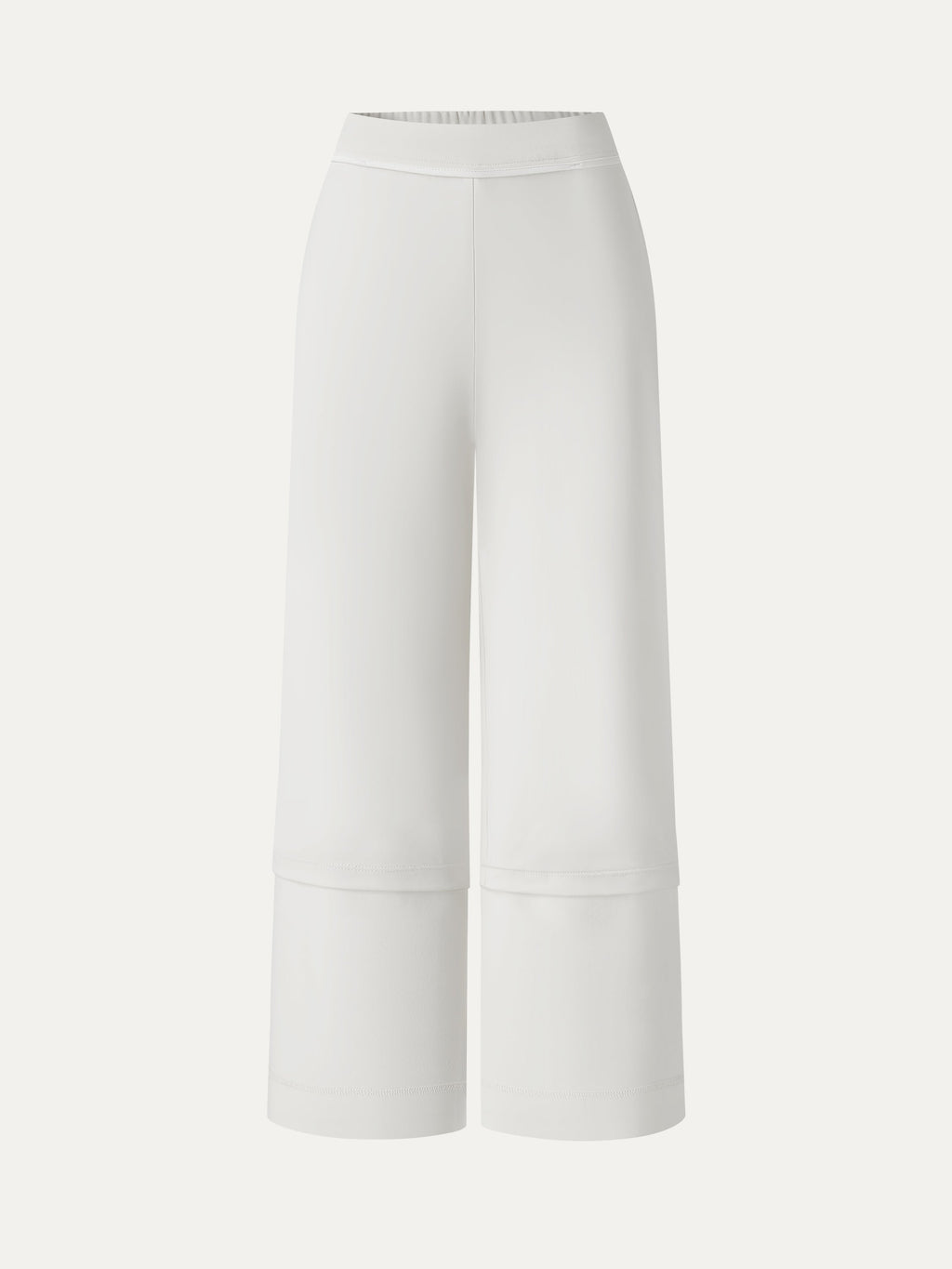 OGLmove Not-See-Thru Mid Rise Cropped Wide Leg Pants with Pockets
