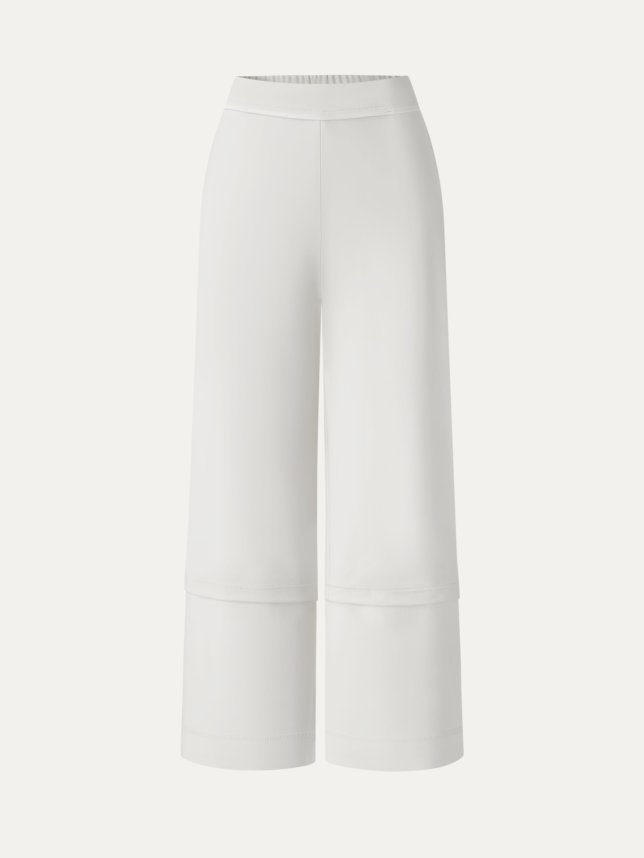 OGLmove Not-See-Thru Mid Rise Cropped Wide Leg Pants with Pockets