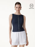 OGLmove Cotton-Linen Boatneck Cropped Bra Top
