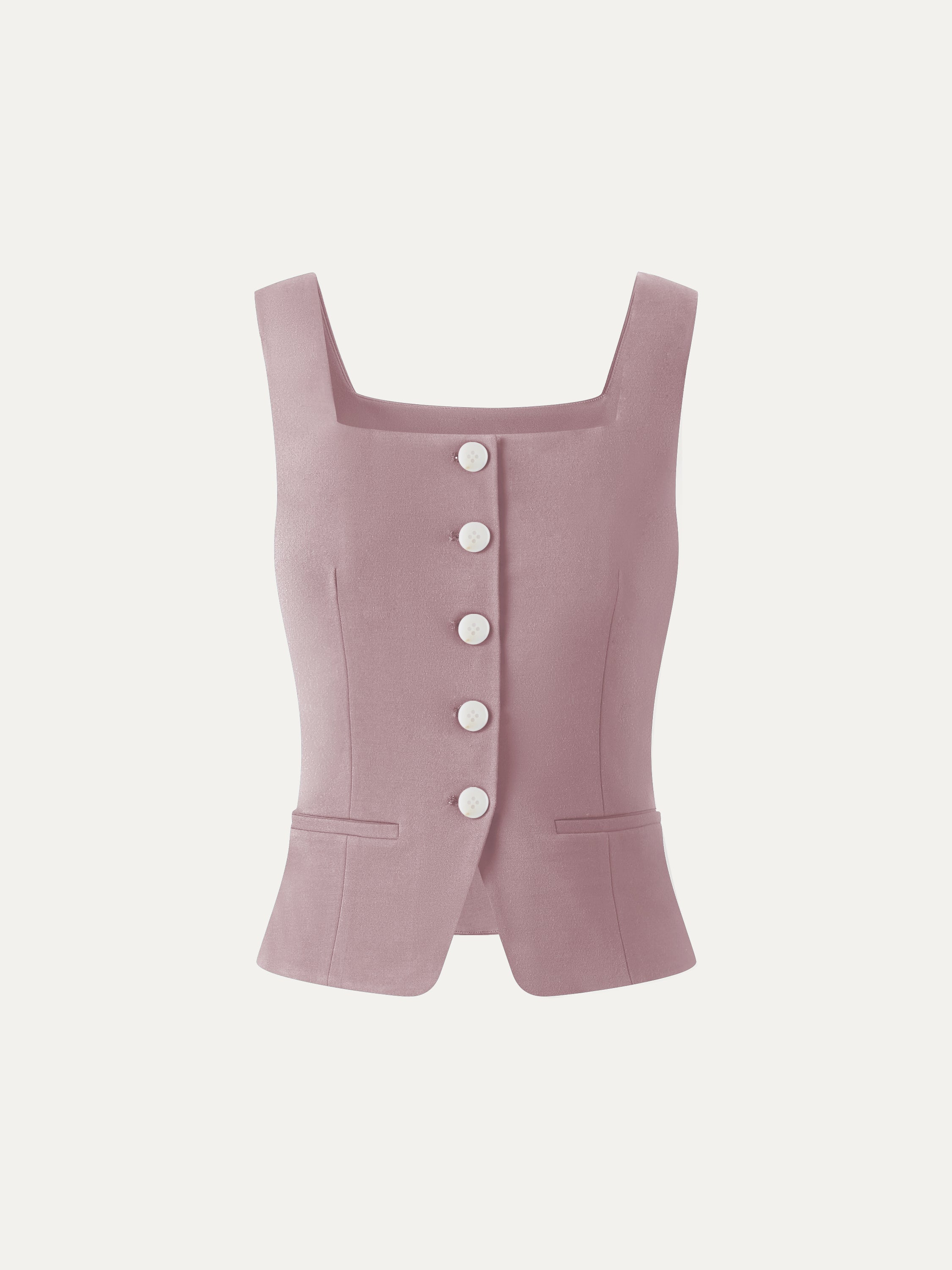 OGLmove Stretch Ponte Square Neck Cropped Waistcoat with Pockets