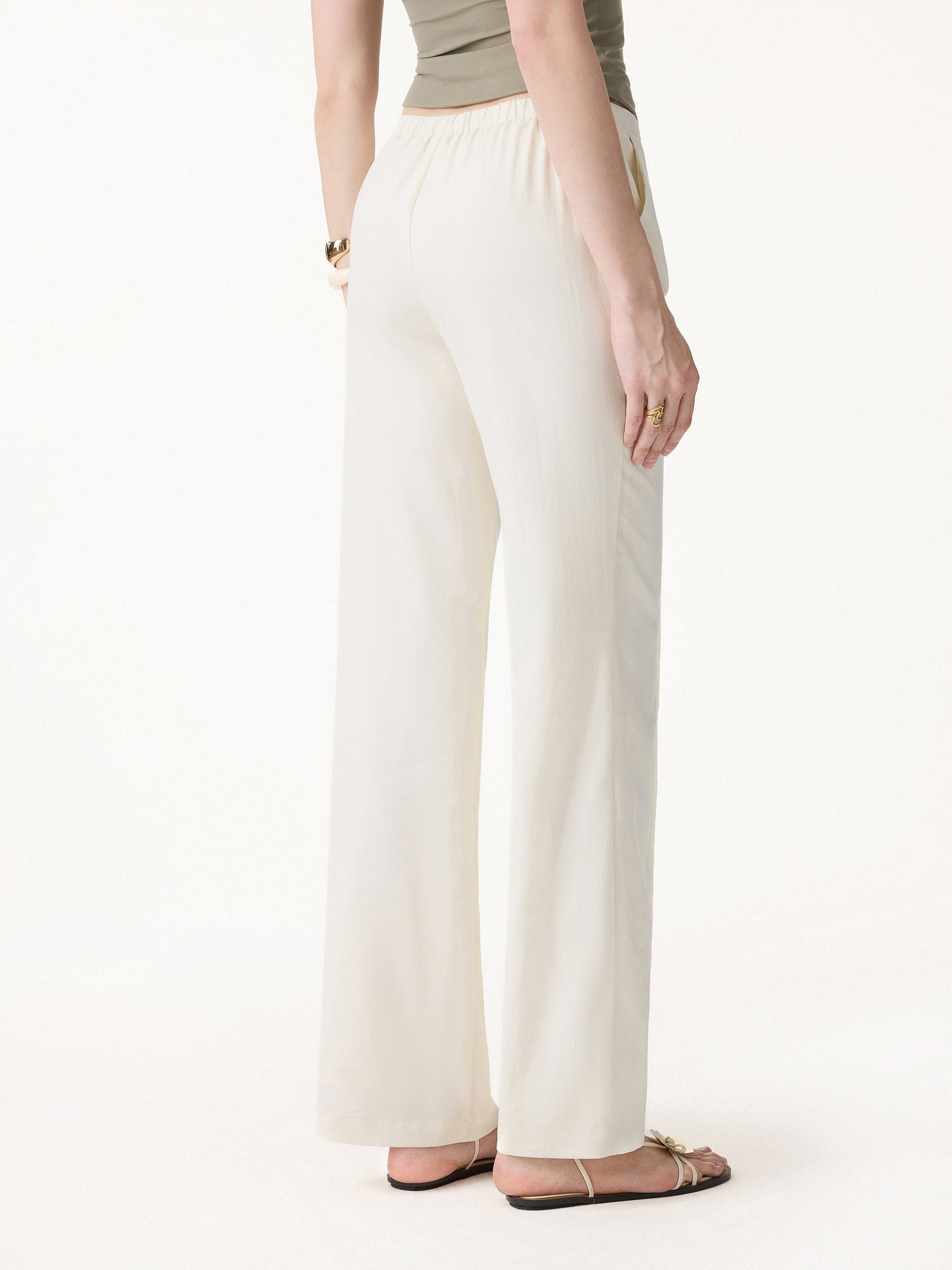 OGLmove Lyocell-Linen Pintuck Wide Leg Vacay Pant