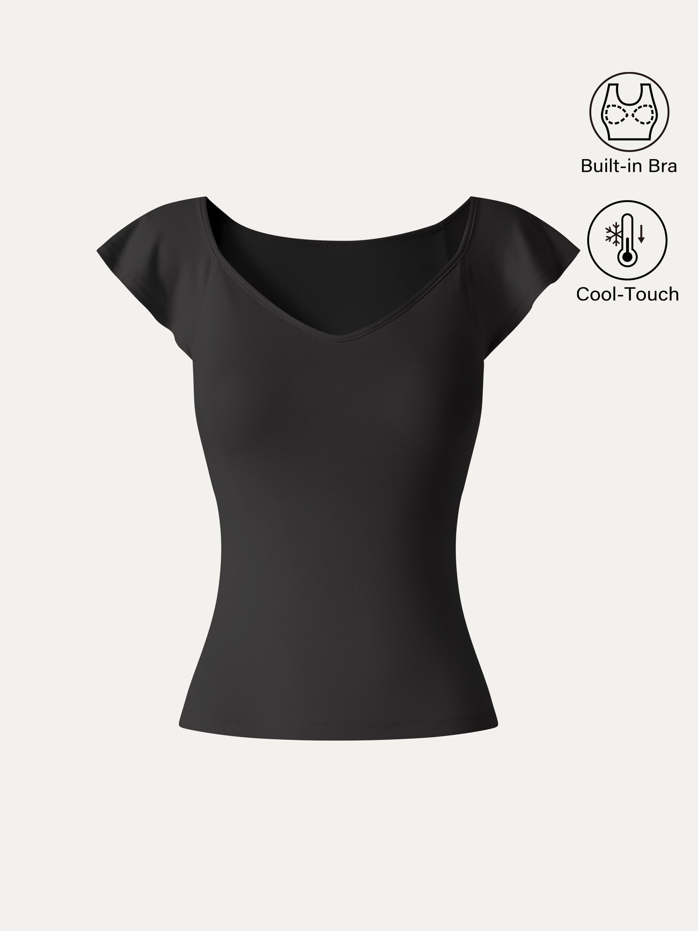 OGLmove Matte Smooth Diamond Neck Flutter Sleeve Bra Top