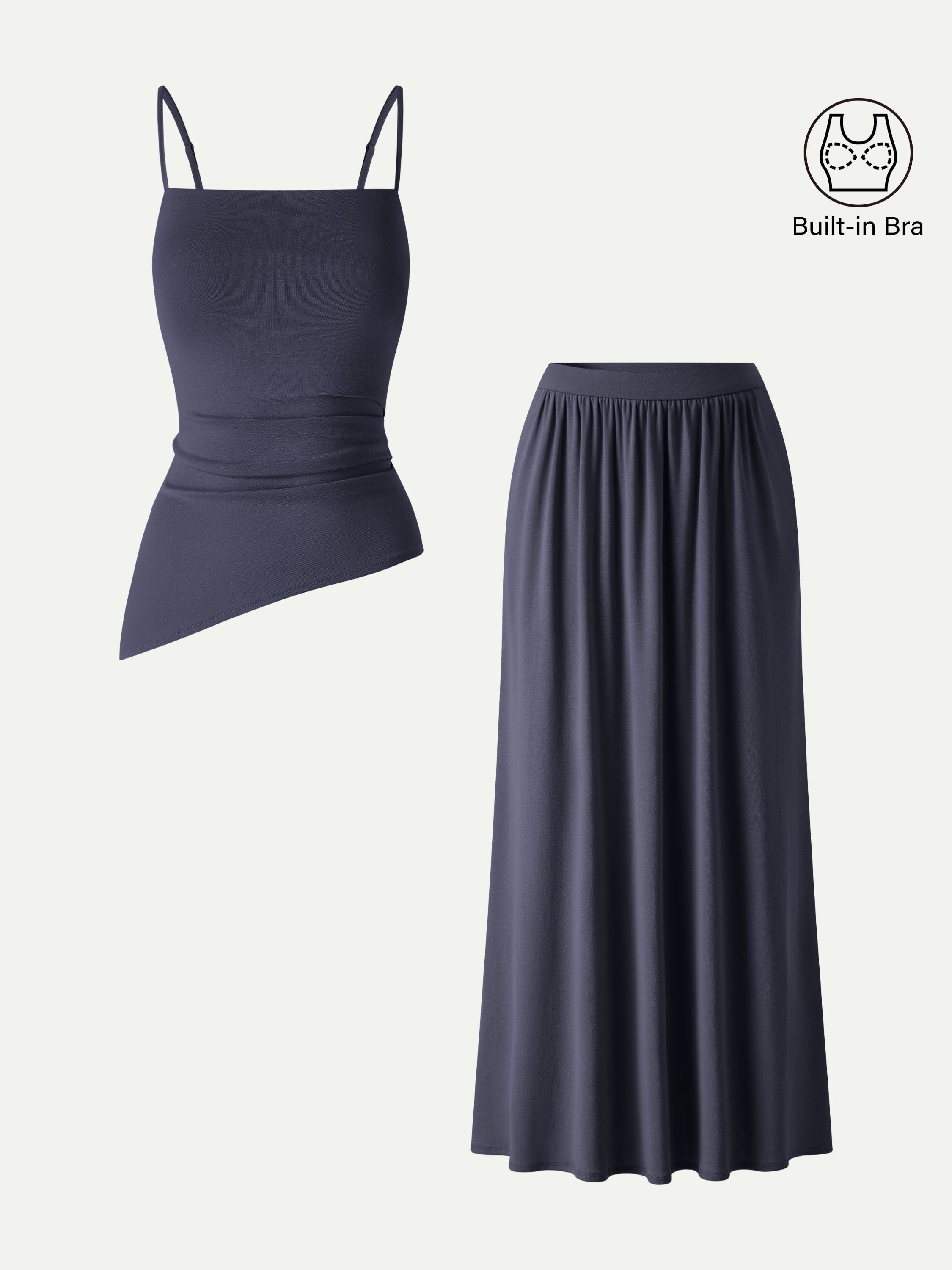 OGLmove Women's Spaghetti Bra Top & A-Line Maxi Skirt Set