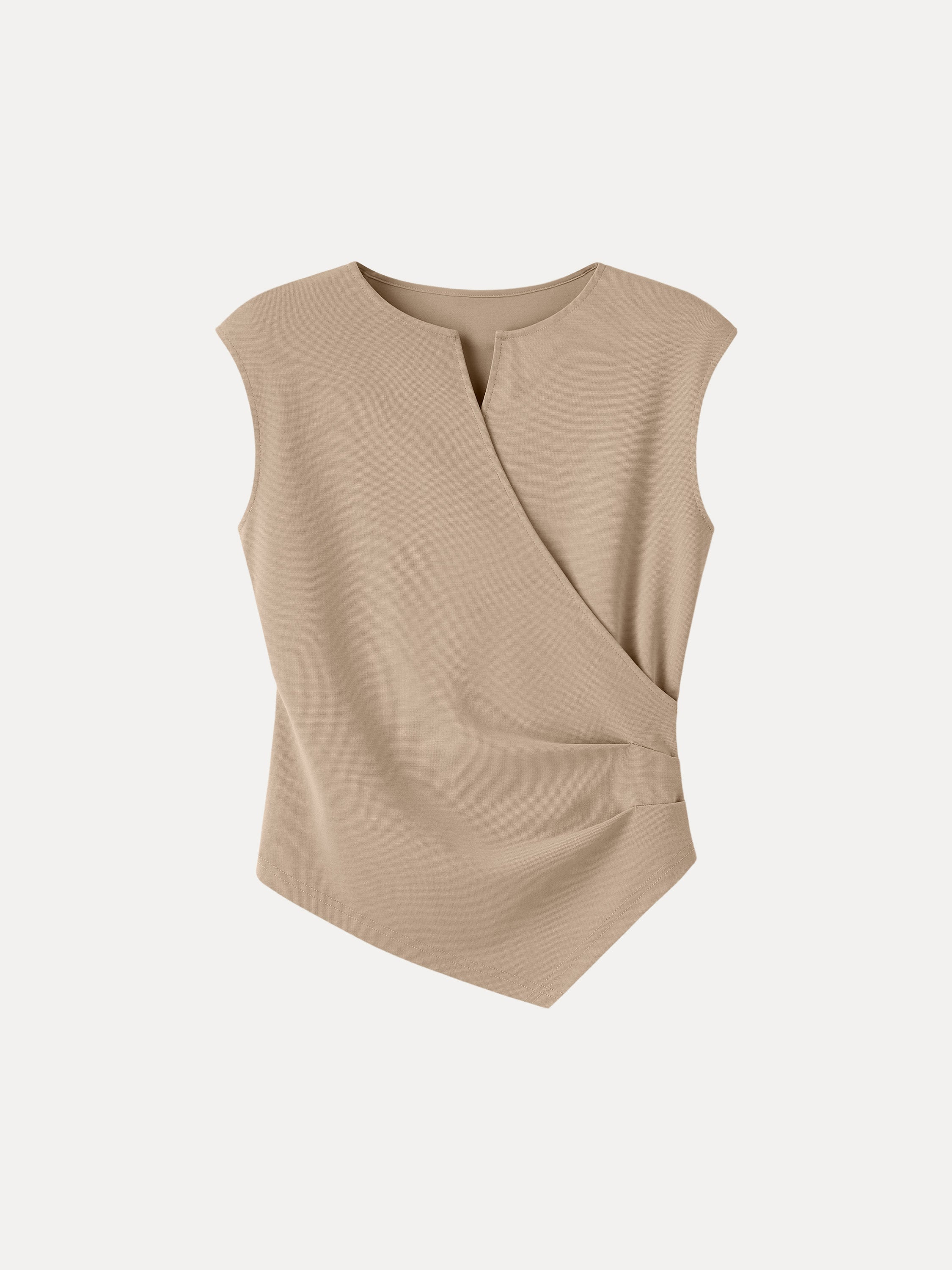 OGLmove Surplice Wide Shoulder Tucked Angled Tank Top