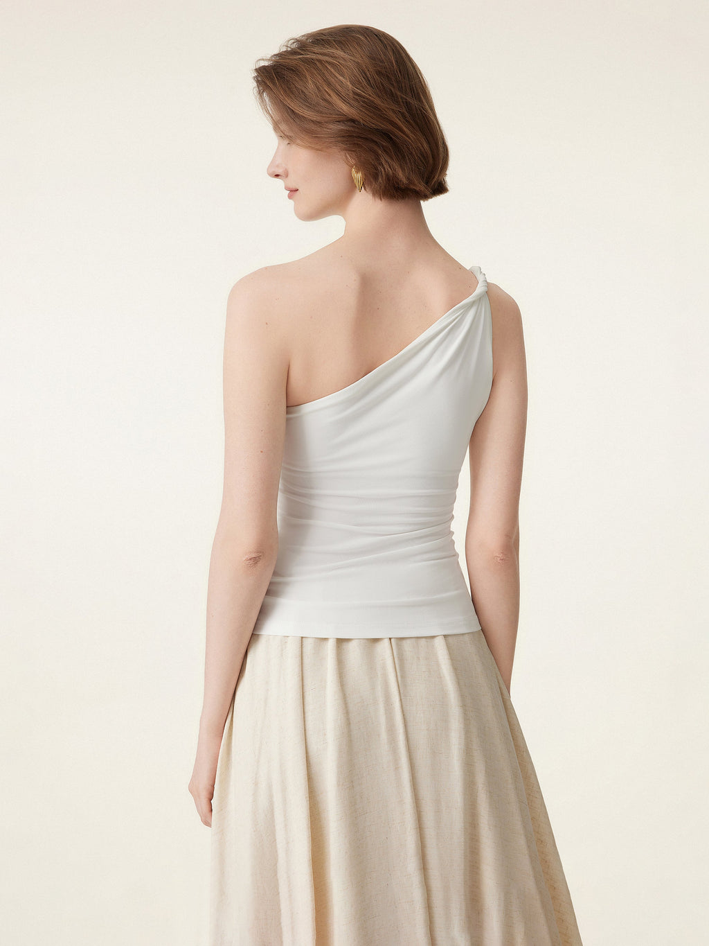 OGLmove 2-Piece One-Shoulder Twisted Bra and Ruched Midi Skirt