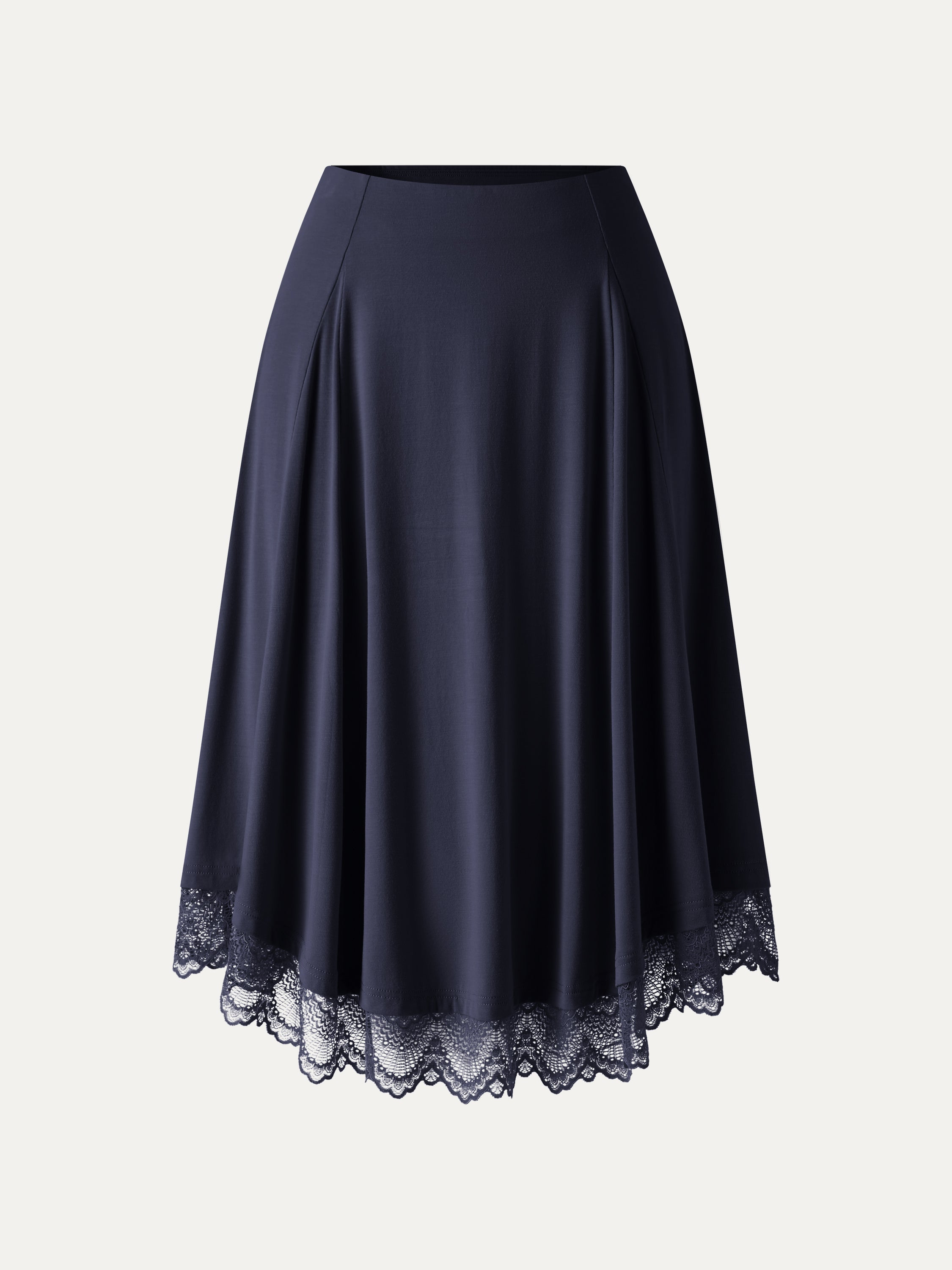 OGLmove Lace Trim Midi Circle Flare Skirt