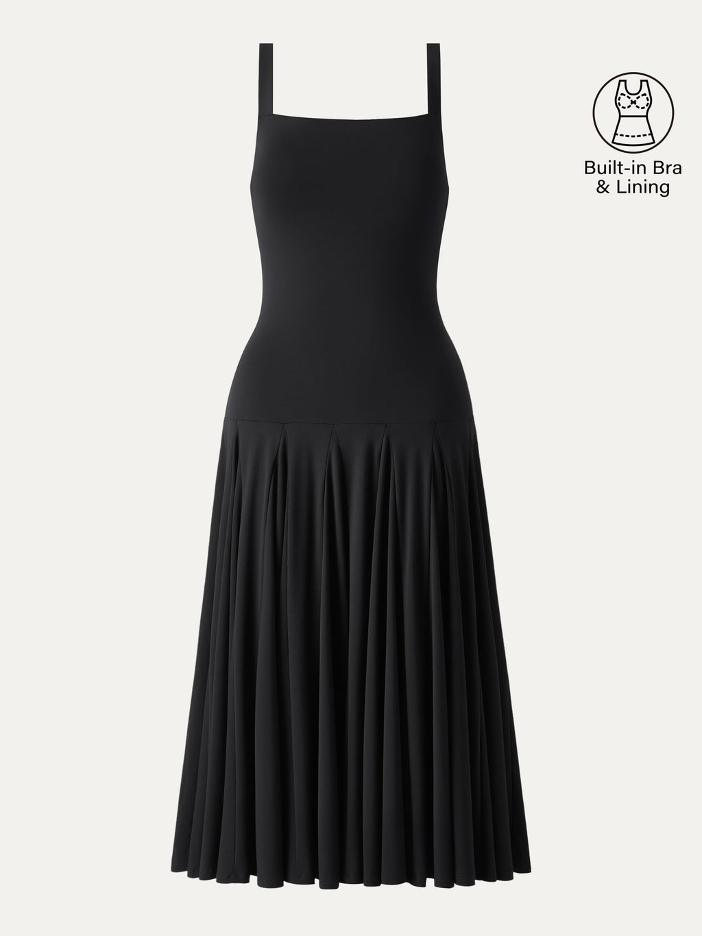 OGLmove Women's Square Neck Sleeveless Midi Bra Dress