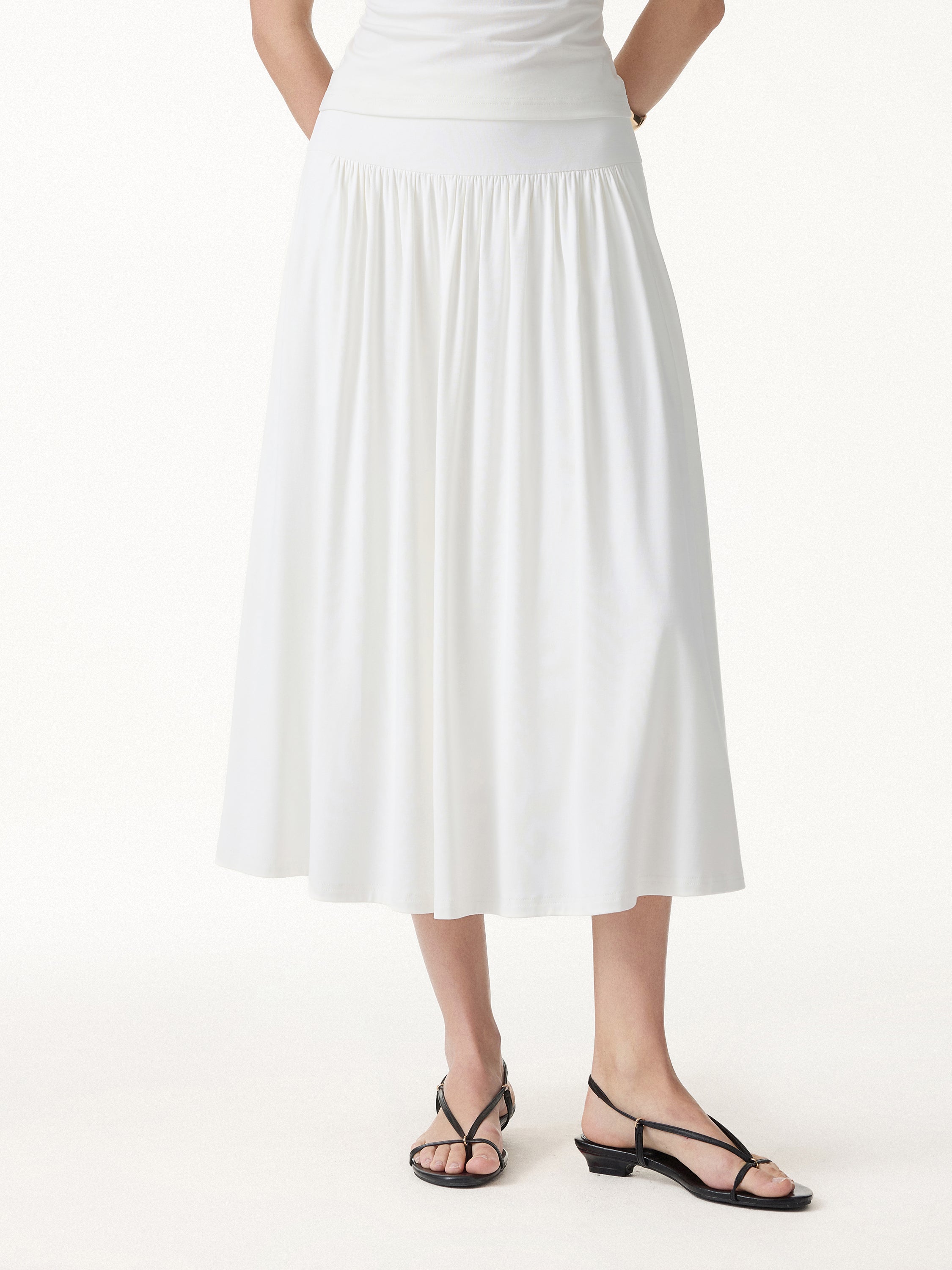 OGLmove SkinKiss Mid Rise Gathered Midi Skirt with Pockets