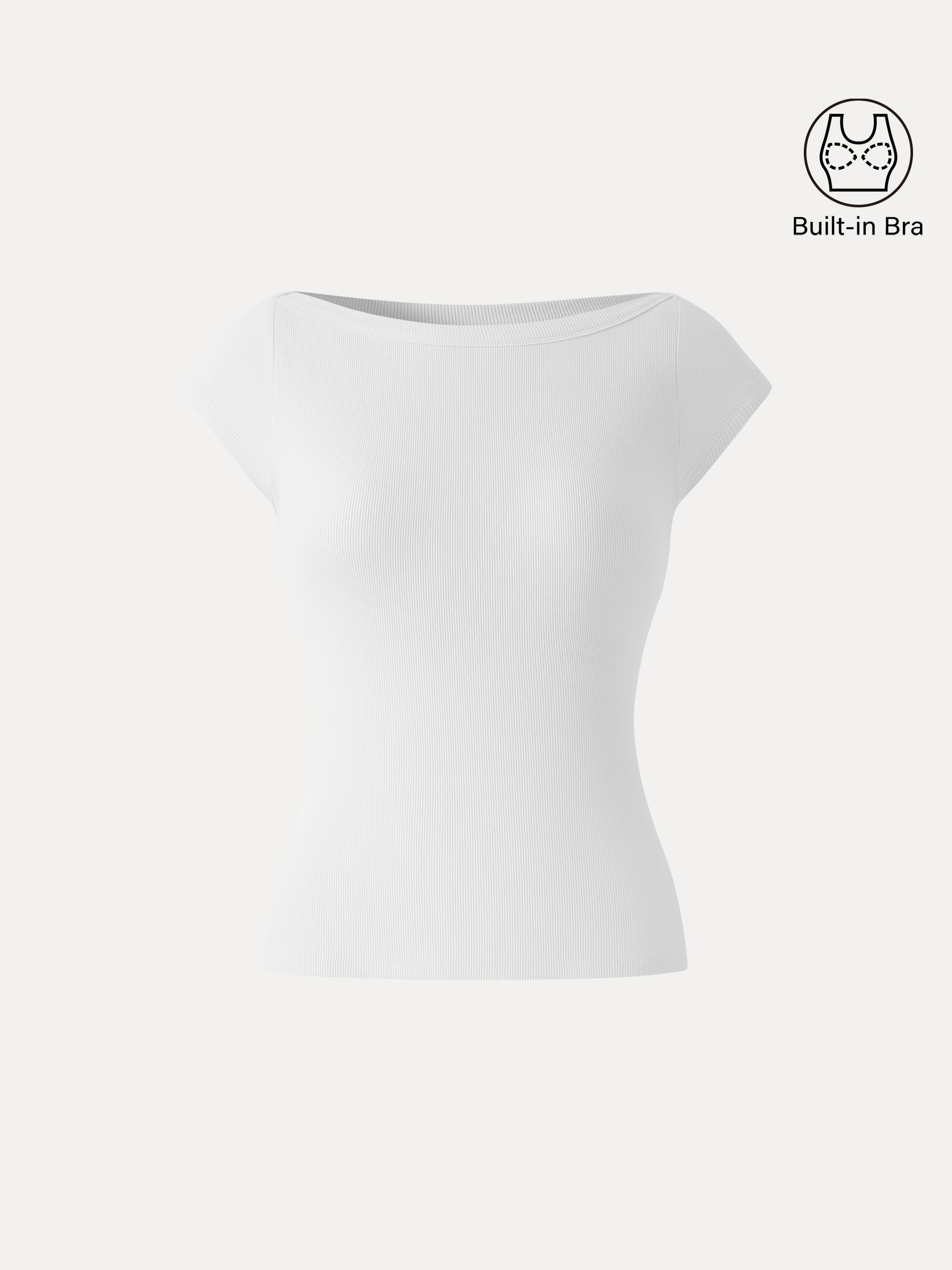 OGLmove Plantive Boatneck Cap Sleeve Bra Top