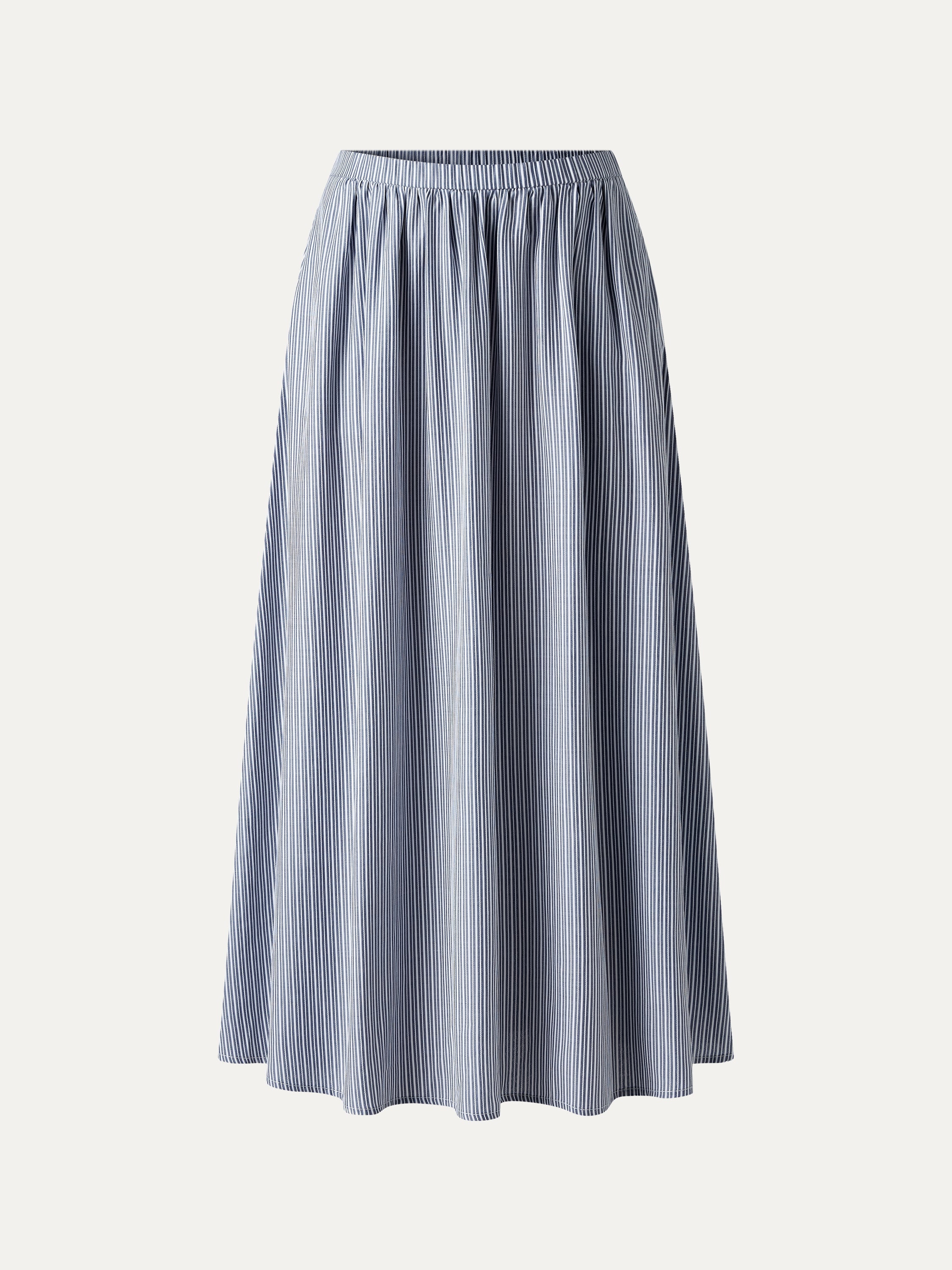 OGLmove Striped Poplin High Rise Umbrella Midi Skirt with Pockets