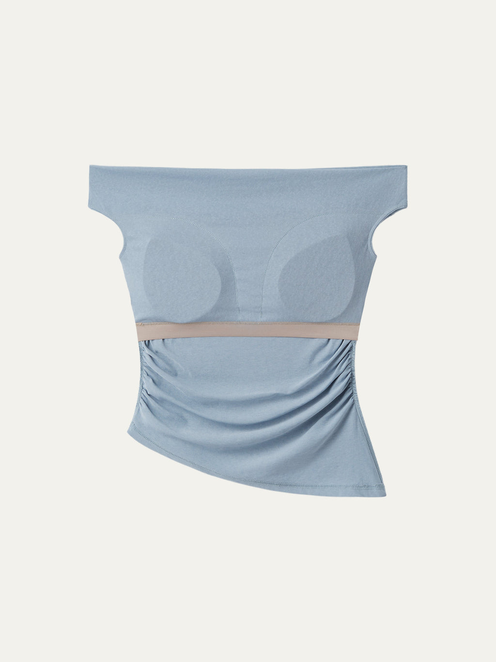 OGLmove Off Shoulder Cotton-Linen Gathered Airy Bra Tank