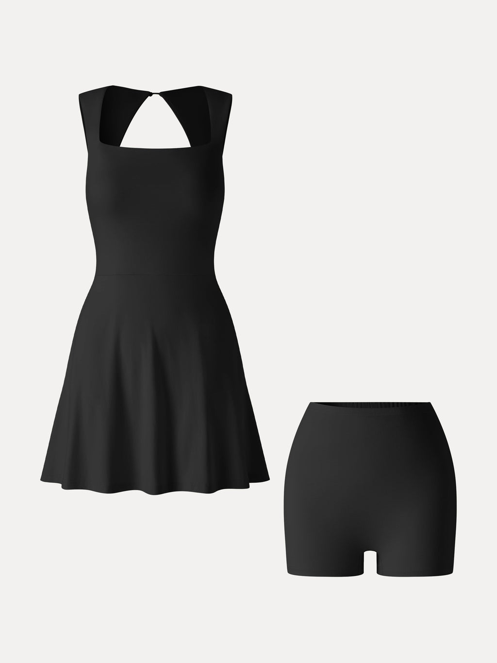 OGLmove Women's Square Neck Back Cutout Court Bra Dress with Pockets