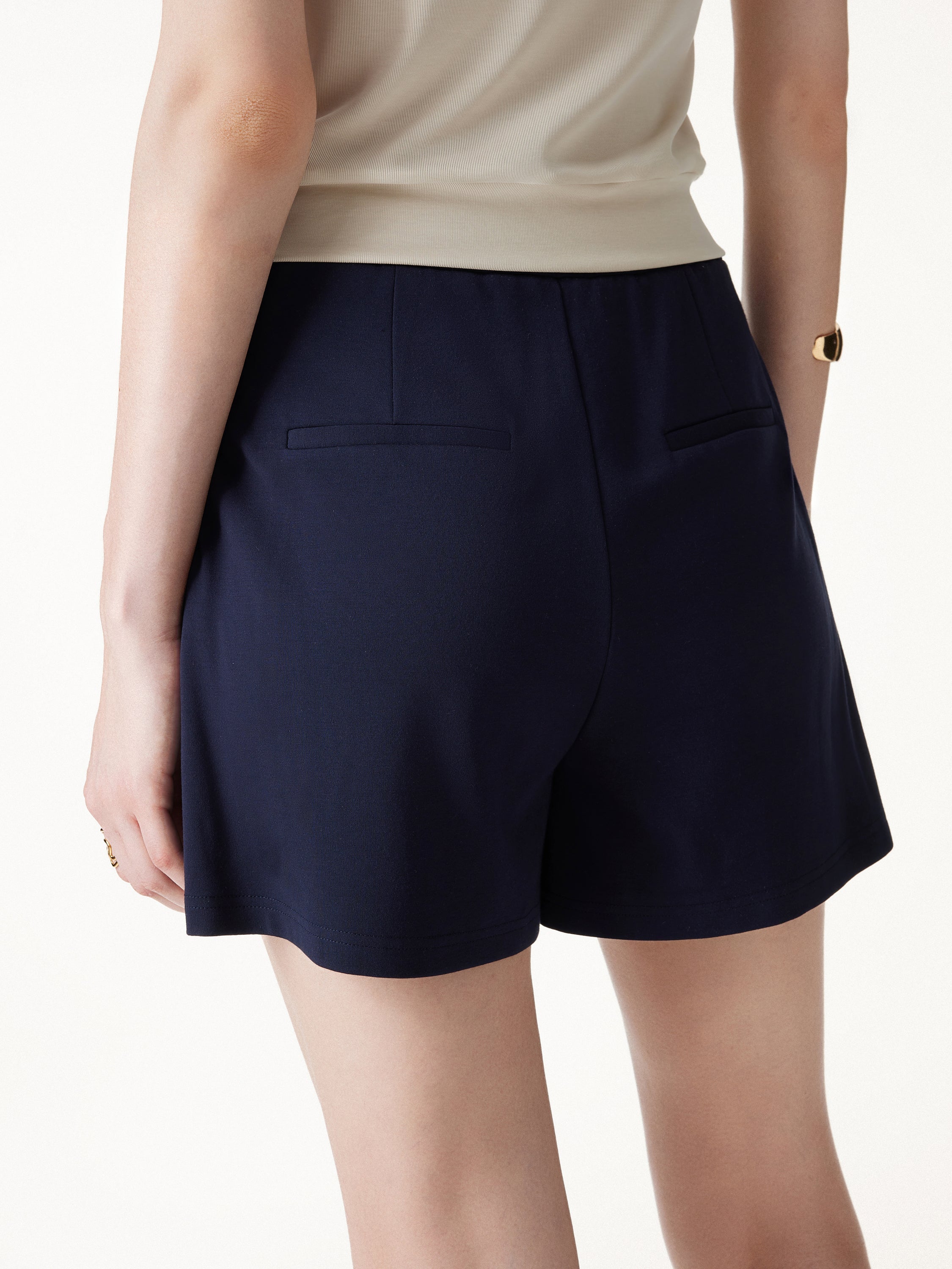 OGLmove Stretch Ponte Pleated Wide Leg Shorts