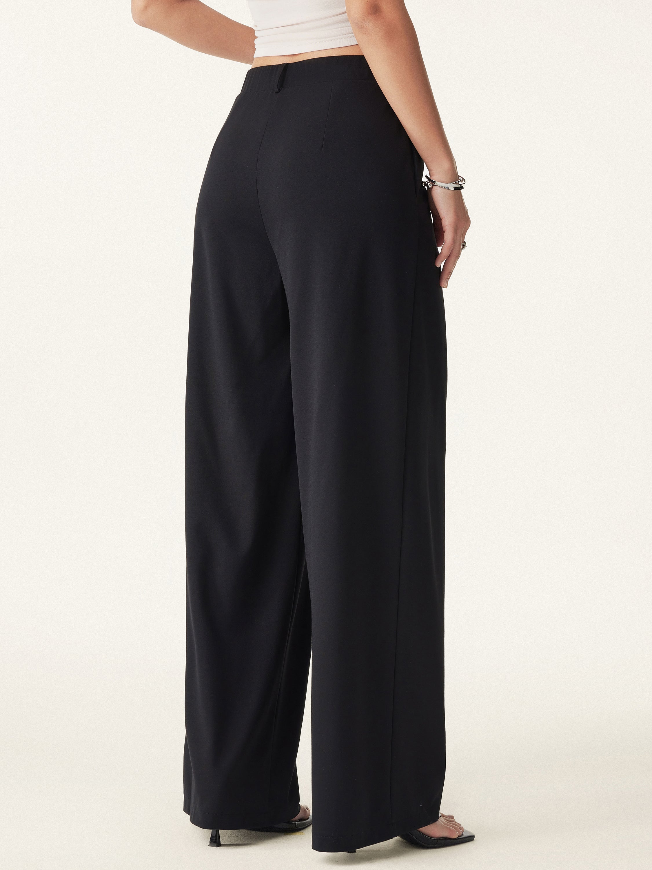 OGLmove Mid Rise Wide Leg Trouser with Pockets Drapey Bamboo Ponte