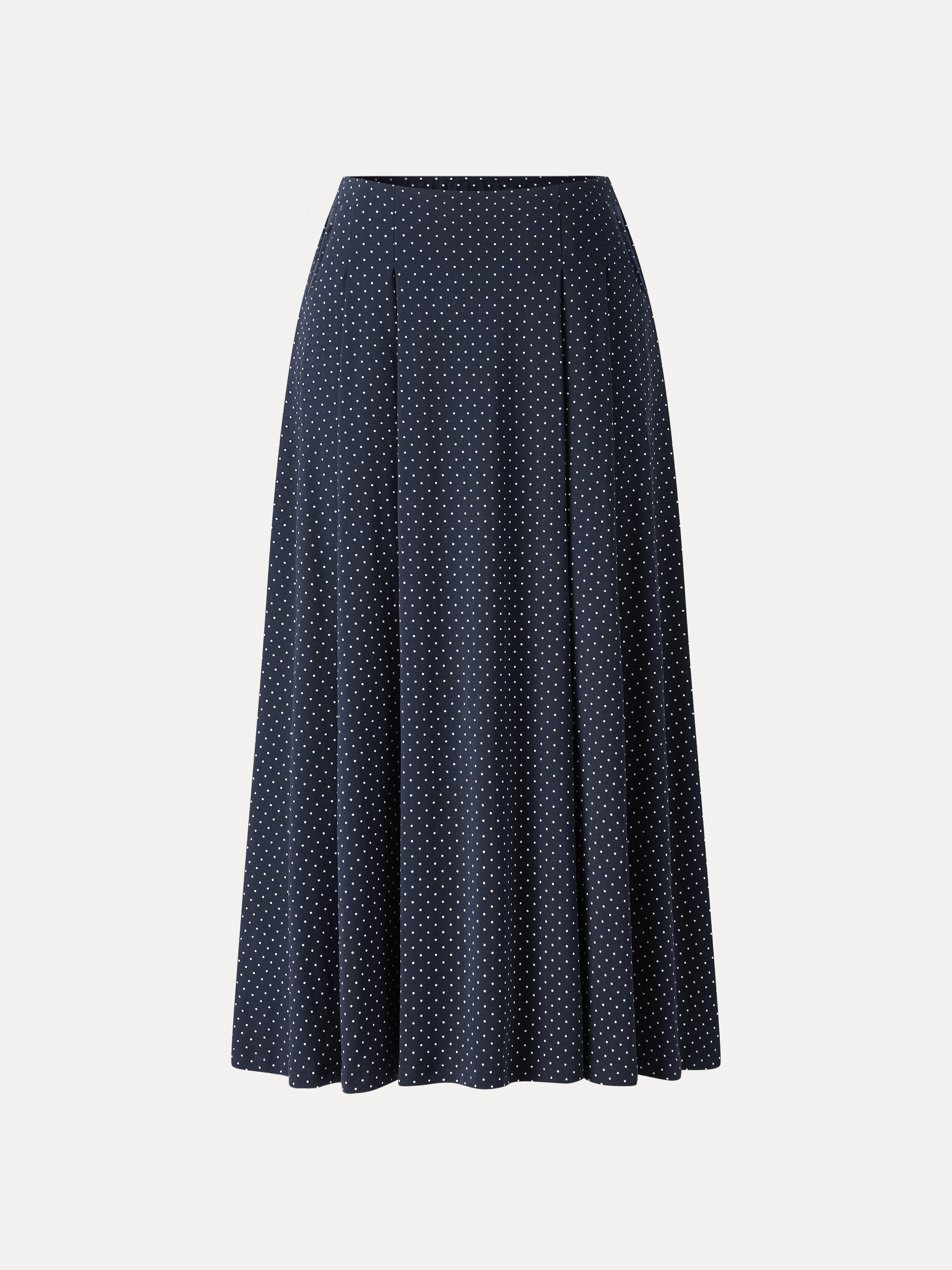 OGLmove Stretch Cotton Polka Dot A-Line Flare Midi Skirt with Pockets