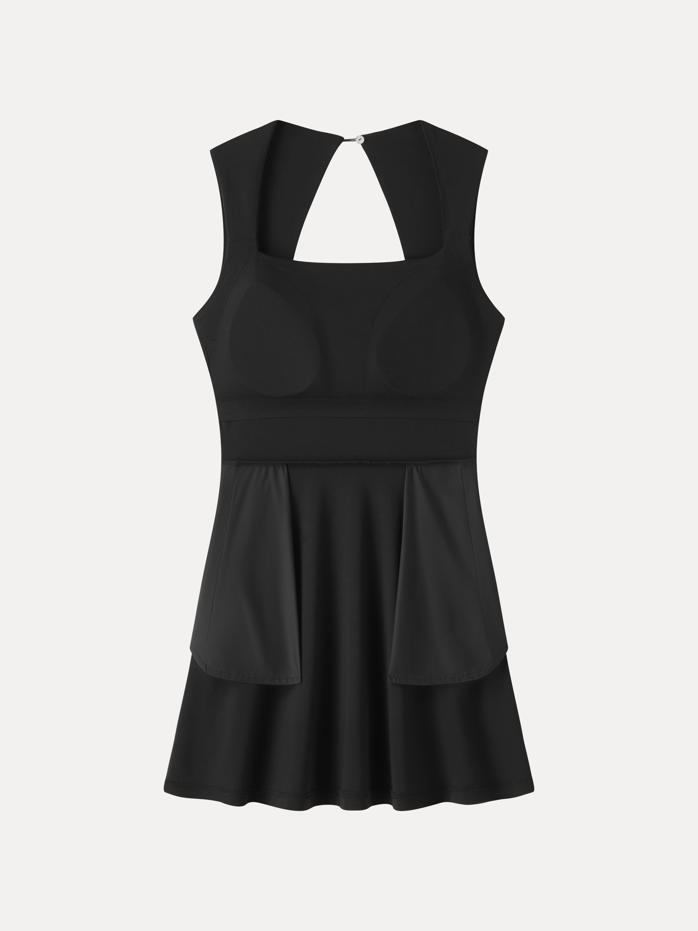 OGLmove Women's Square Neck Back Cutout Court Bra Dress with Pockets