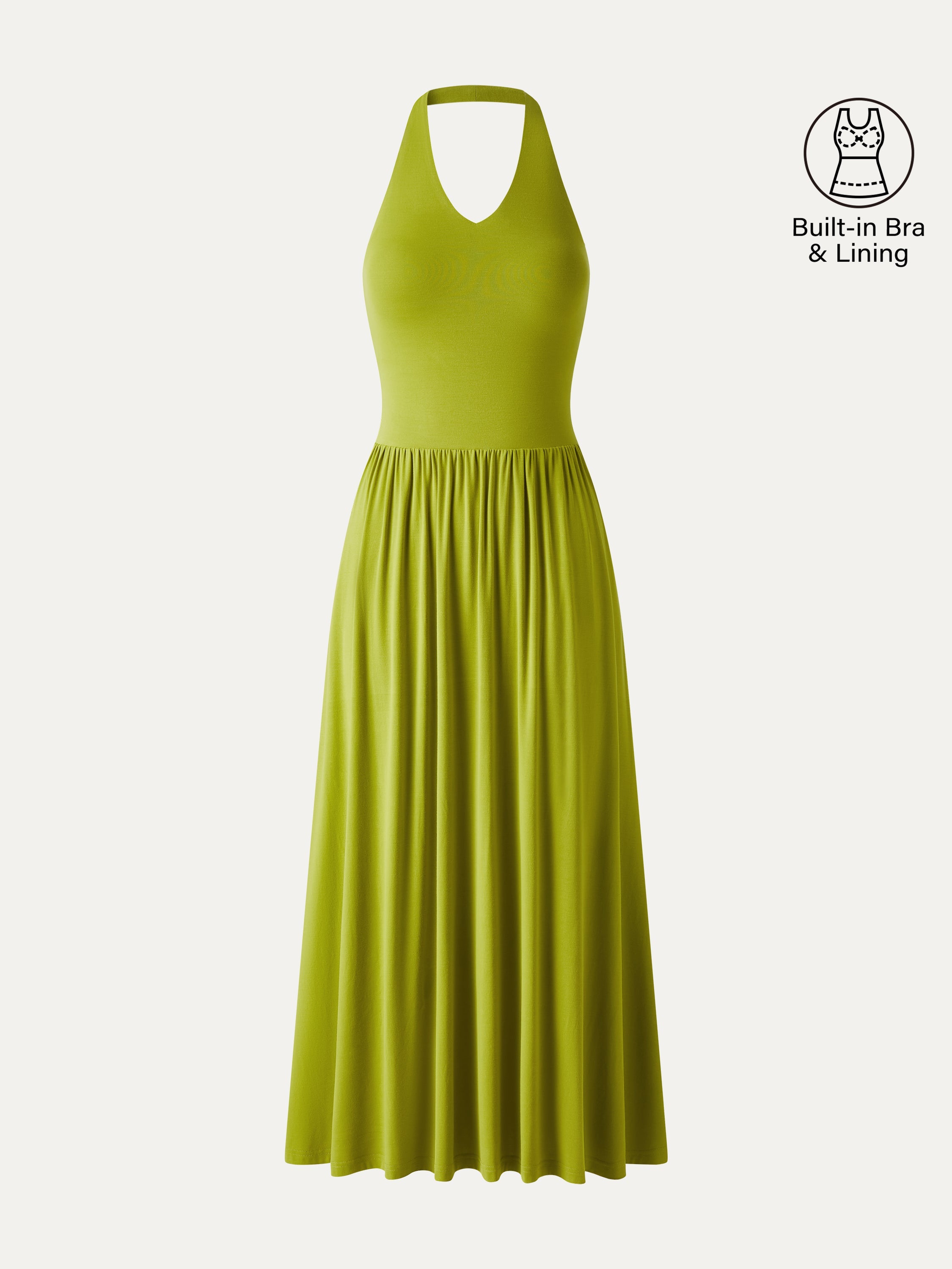 OGLmove SkinKiss Halter Ruched Midi Bra Dress with Pockets