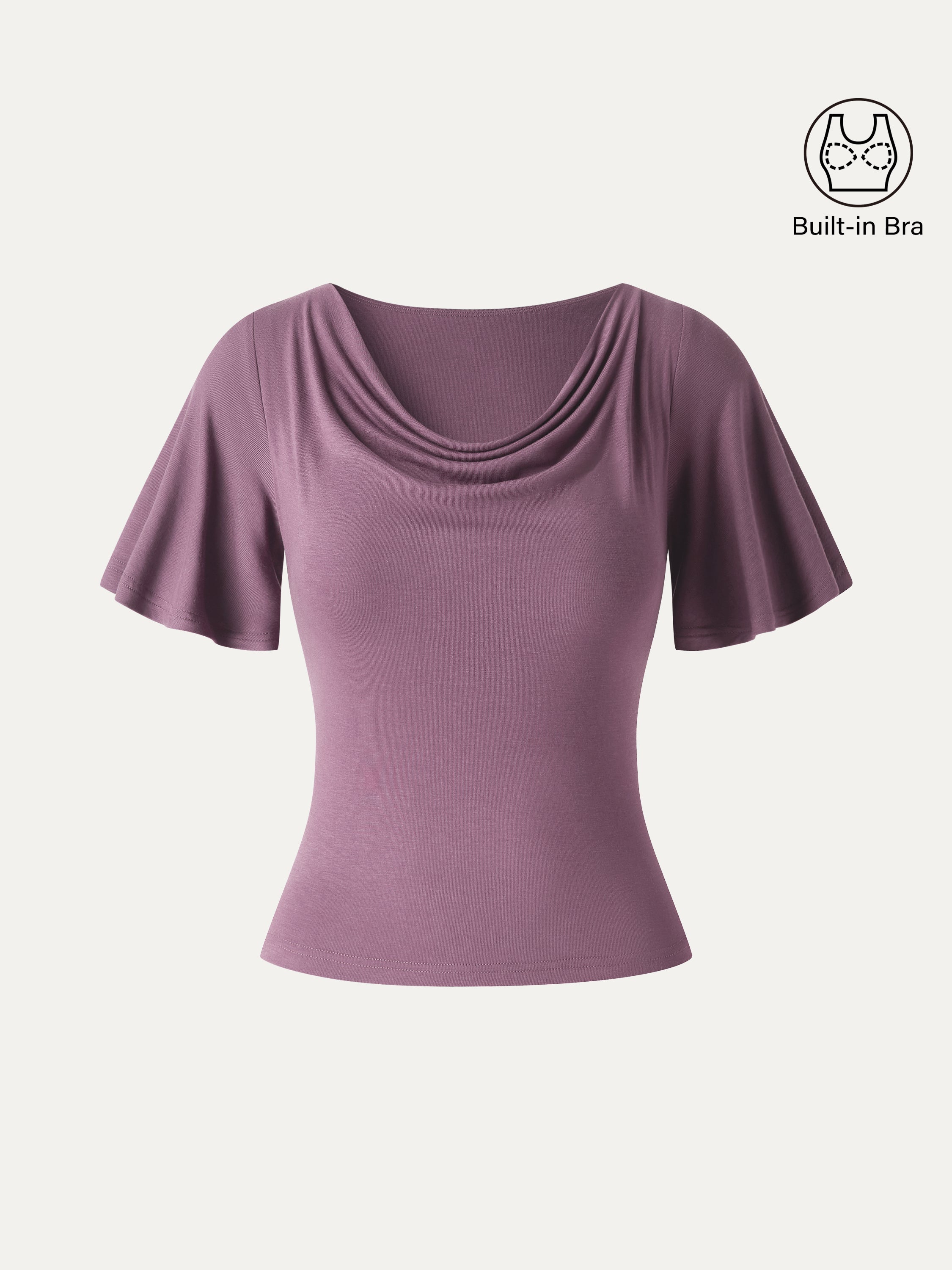 OGLmove CoolTouch Cowl Neck Flutter Sleeve Bra Top