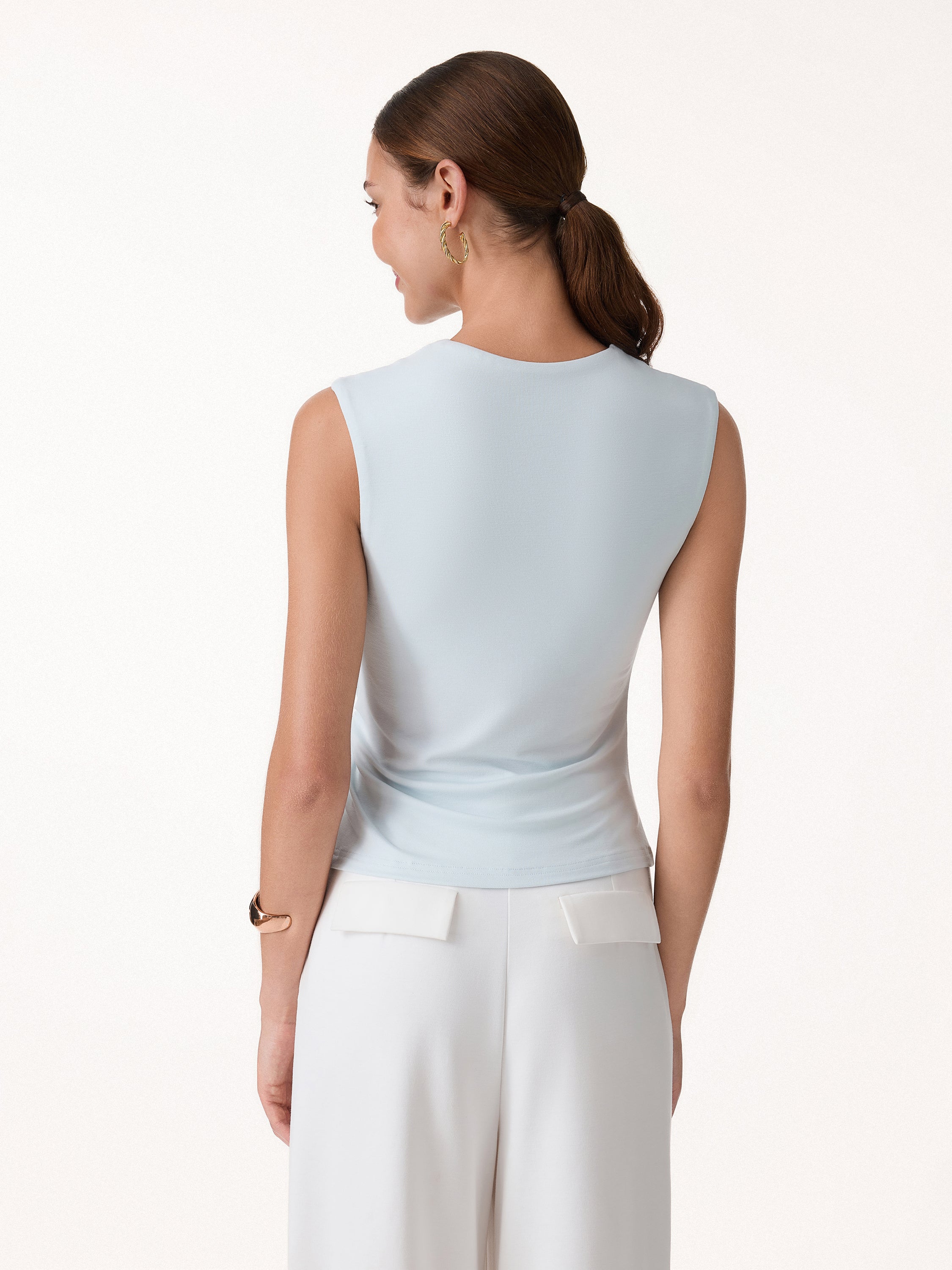 OGLmove Round Neck Twisted Bra Tank with Slit