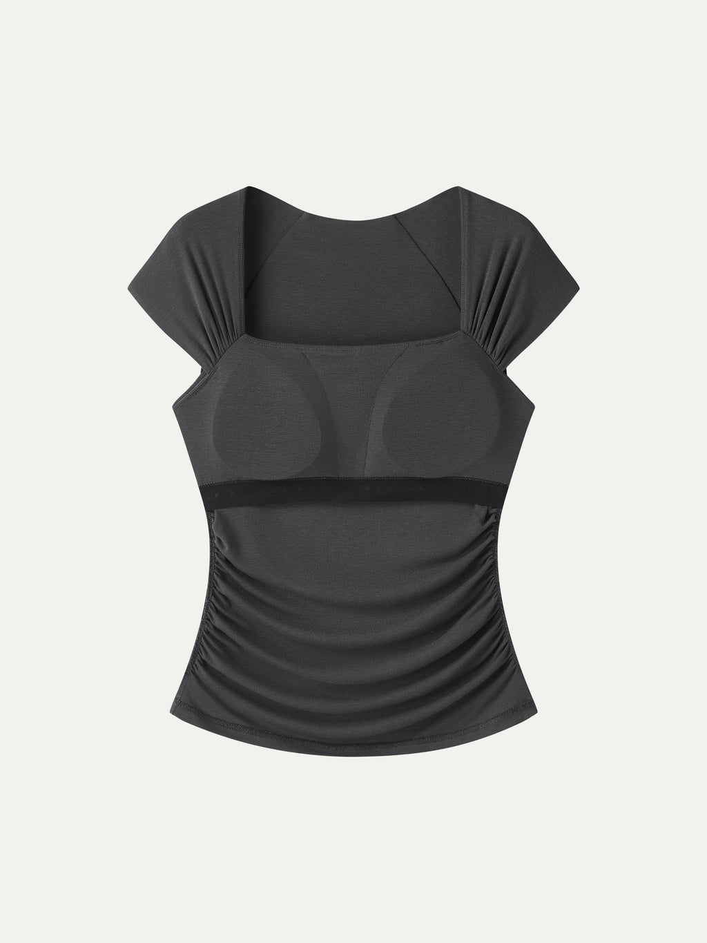 OGLmove Women's Cool-Touch Square Neck Cap Sleeve Ruched Bra Top