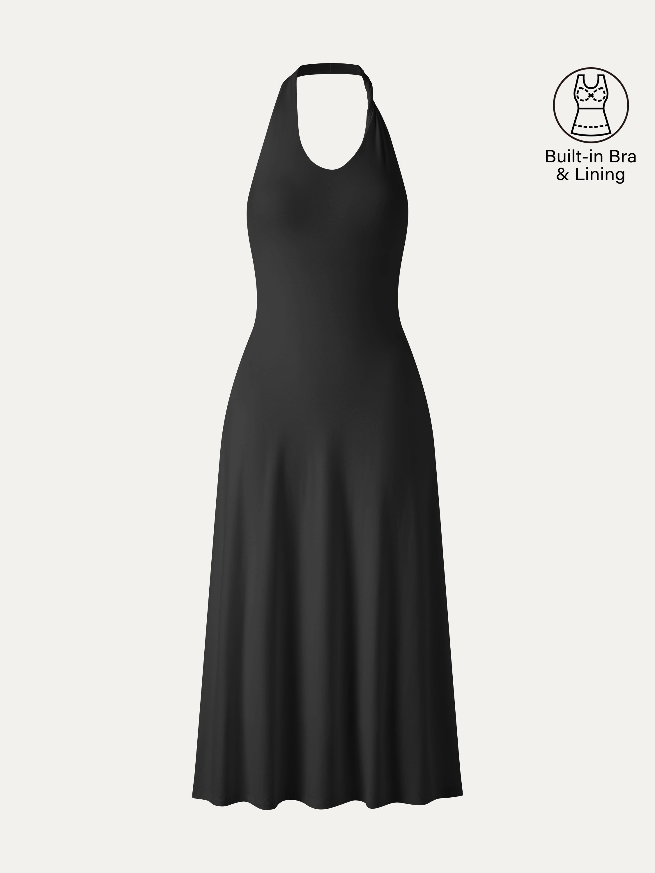 OGLmove Women's Ponte Halter Neck Open Back Bra Dress