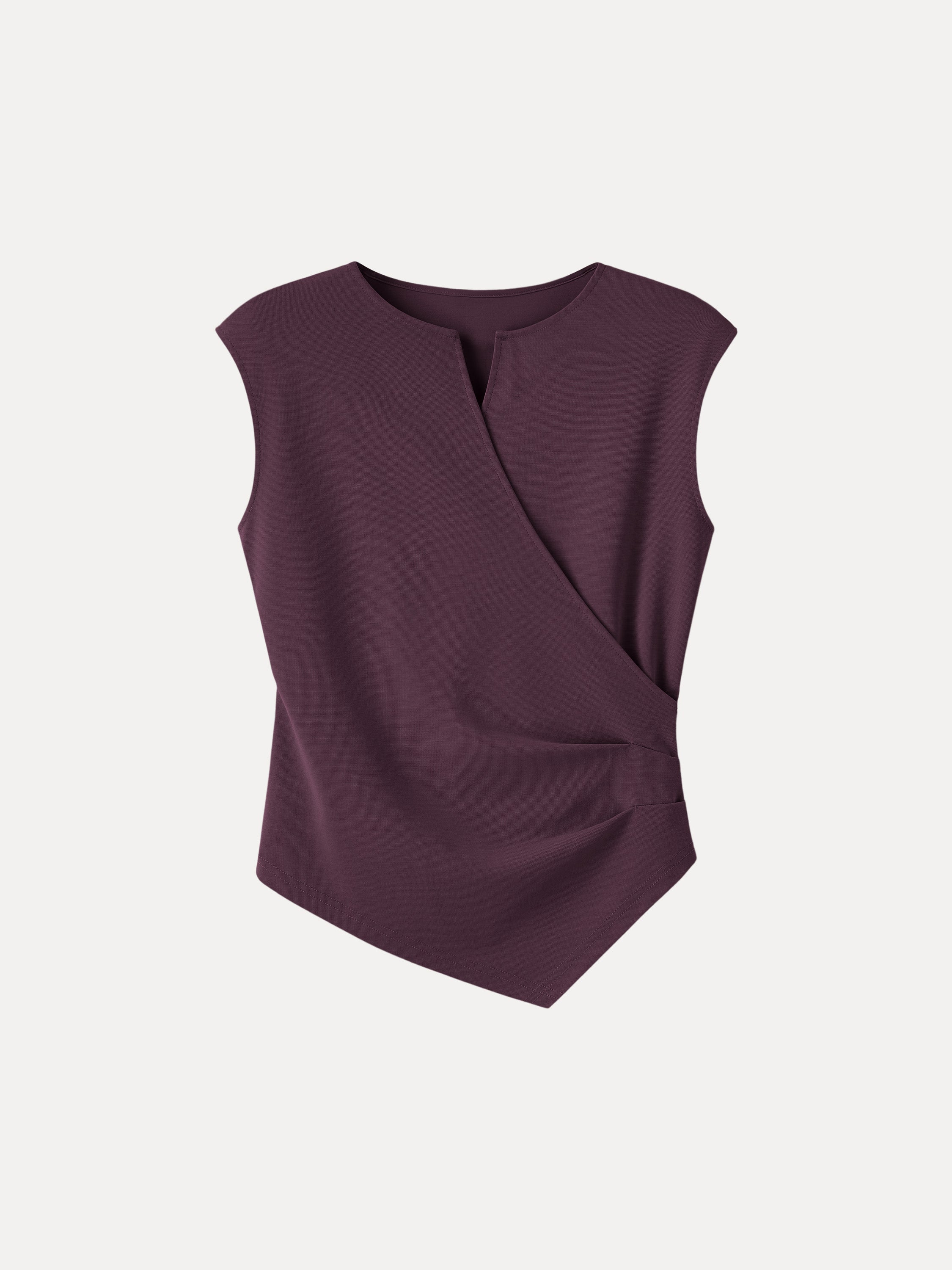 OGLmove Surplice Wide Shoulder Tucked Angled Tank Top