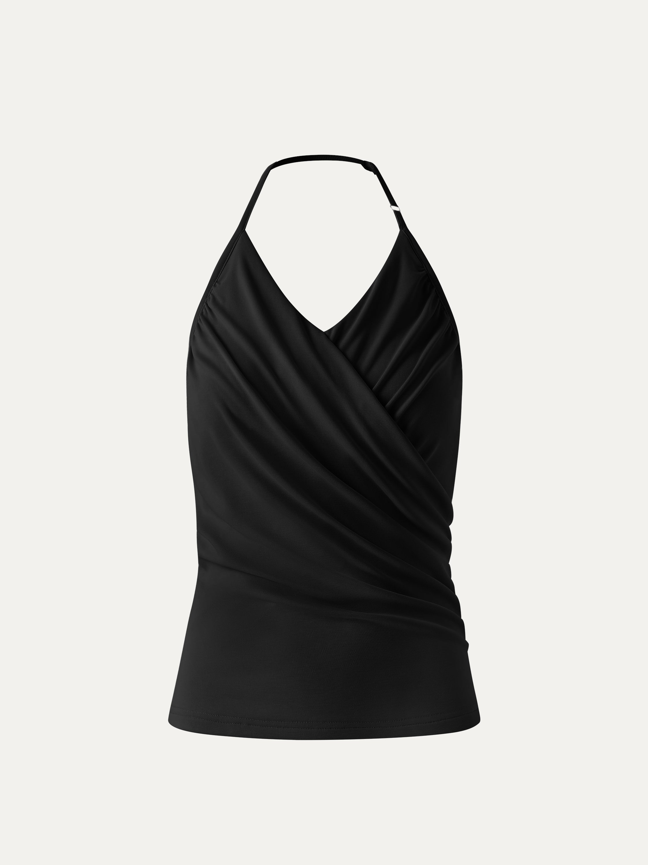 OGLmove Modal Halter Neck Surplice Ruched Bandless Bra Top