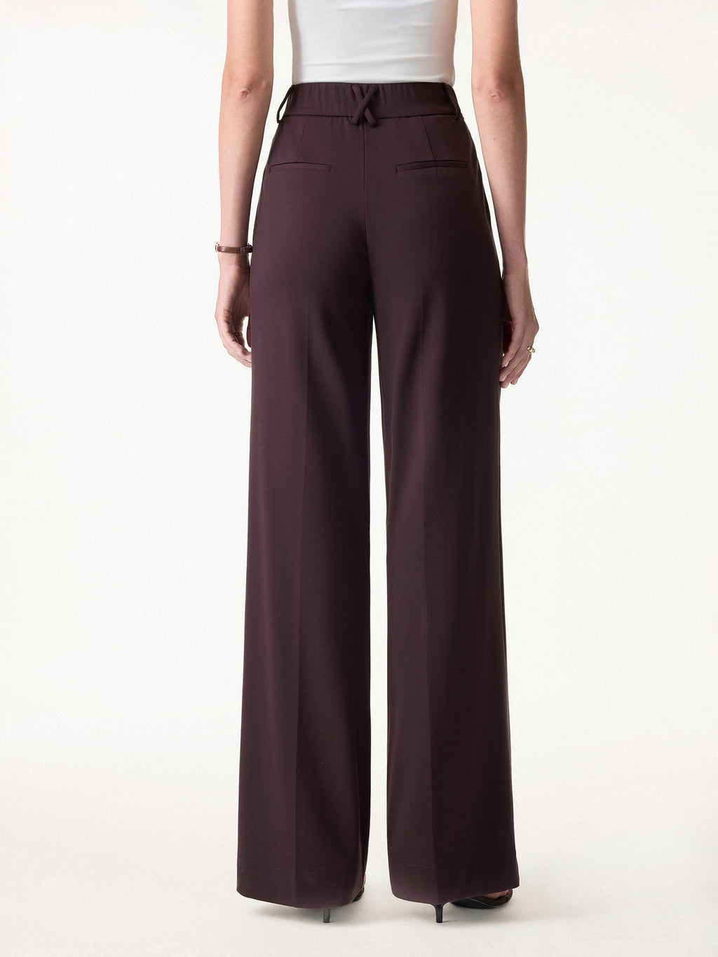 OGLmove 2Pcs Round Neck Tucked Top & Wide Leg Success Pants Set
