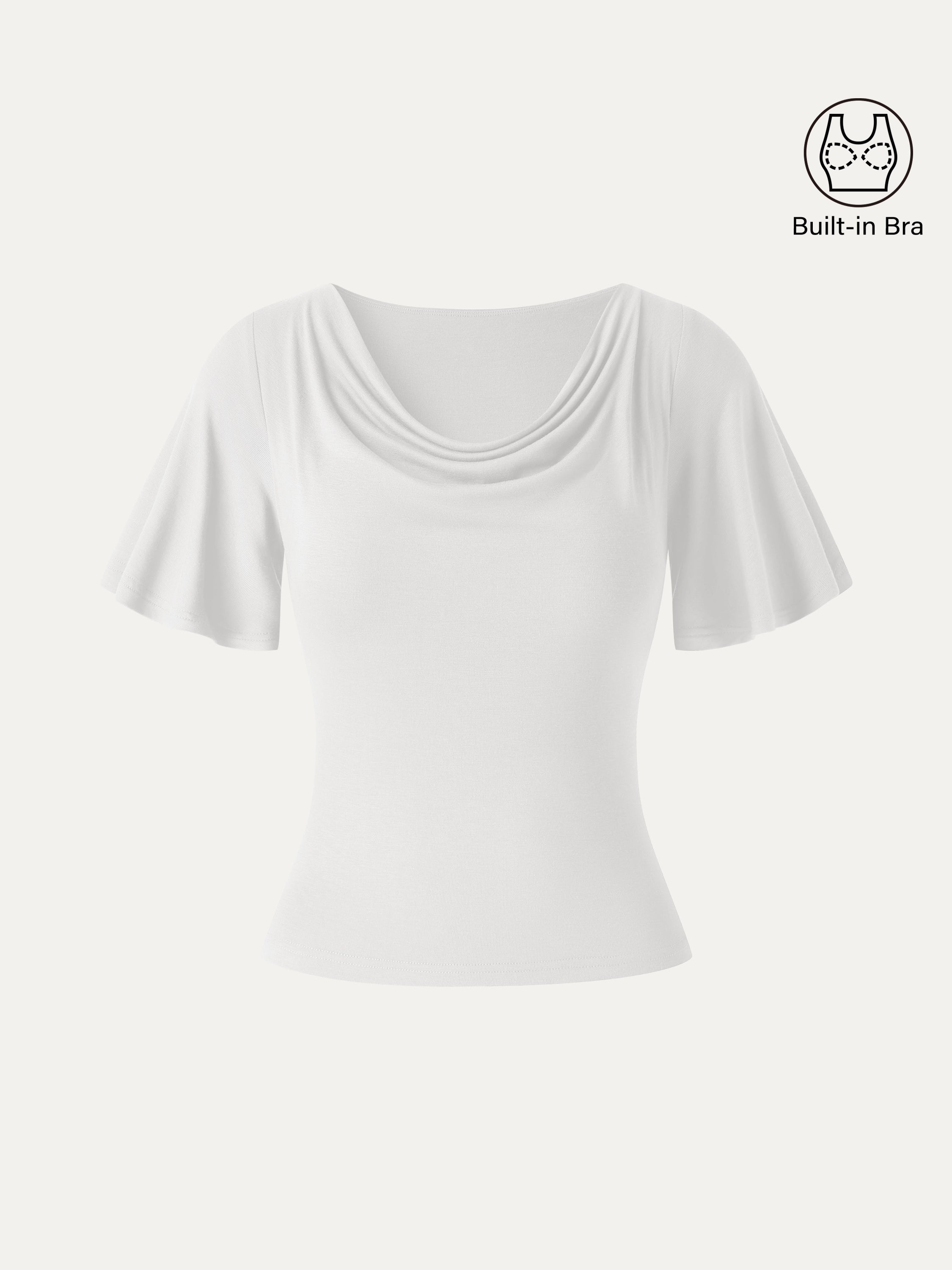 OGLmove CoolTouch Cowl Neck Flutter Sleeve Bra Top
