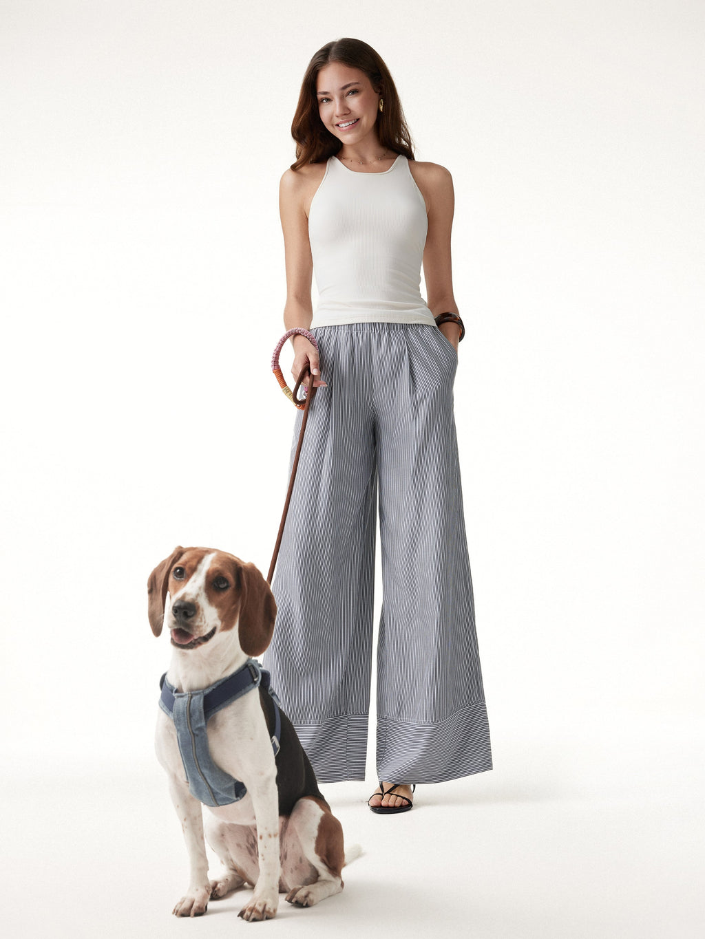 OGLmove Summer Poplin High-Rise Wide Leg Pants with Pockets
