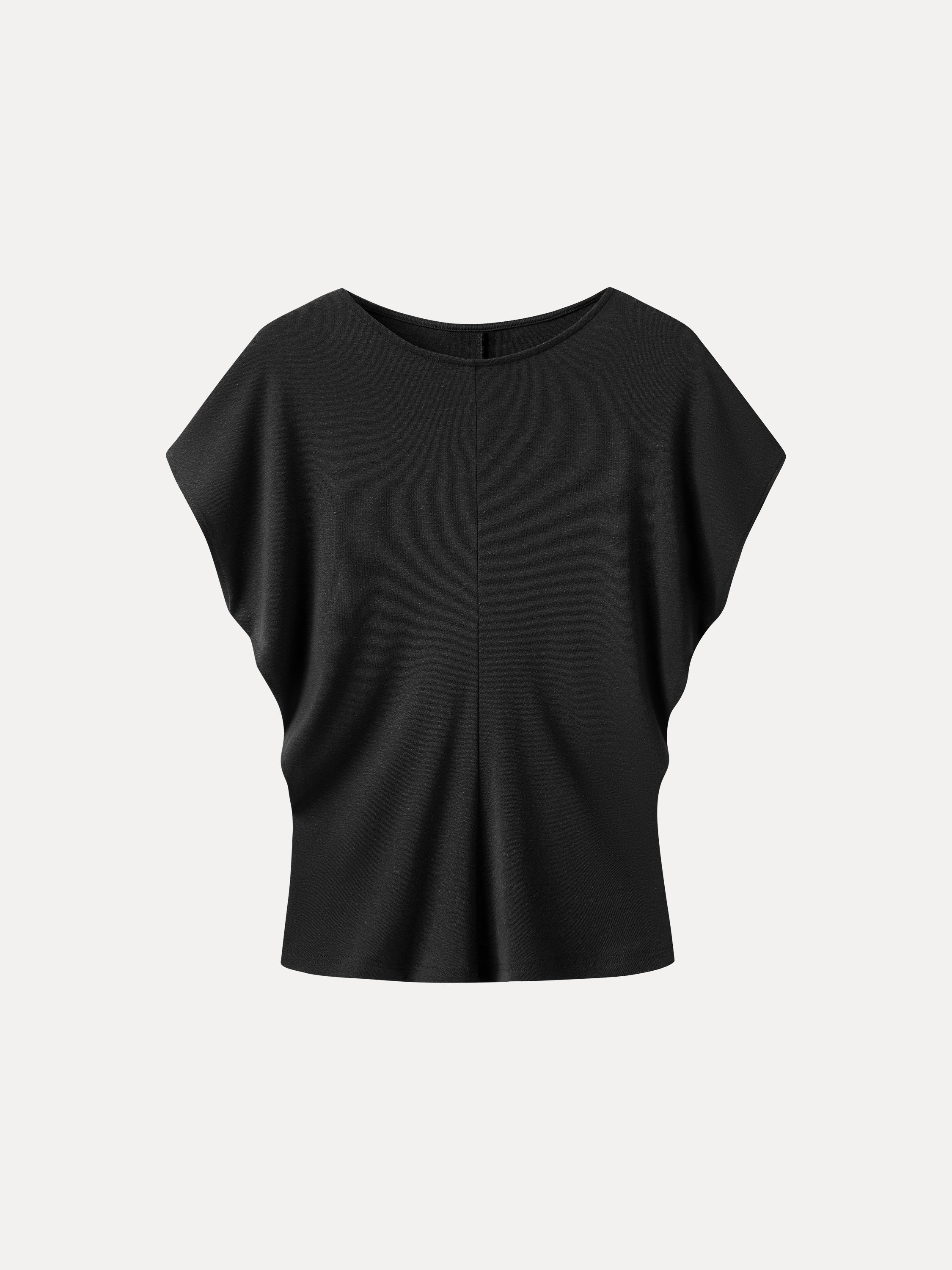 OGLmove Linen-Blend Round Neck Relaxed Summer Top