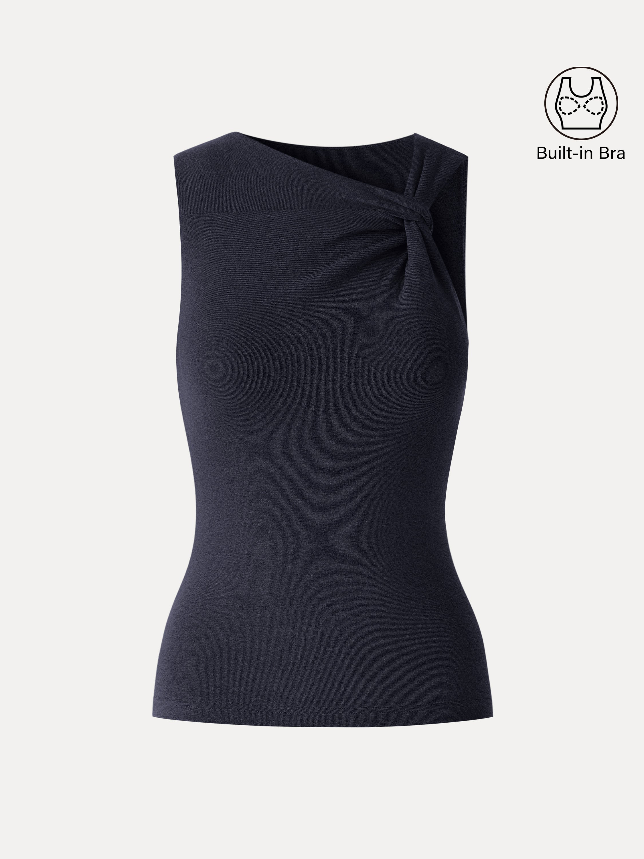 OGLmove Women's Sweat-Wicking Asymmetrical Neck Knotted Bra Tank