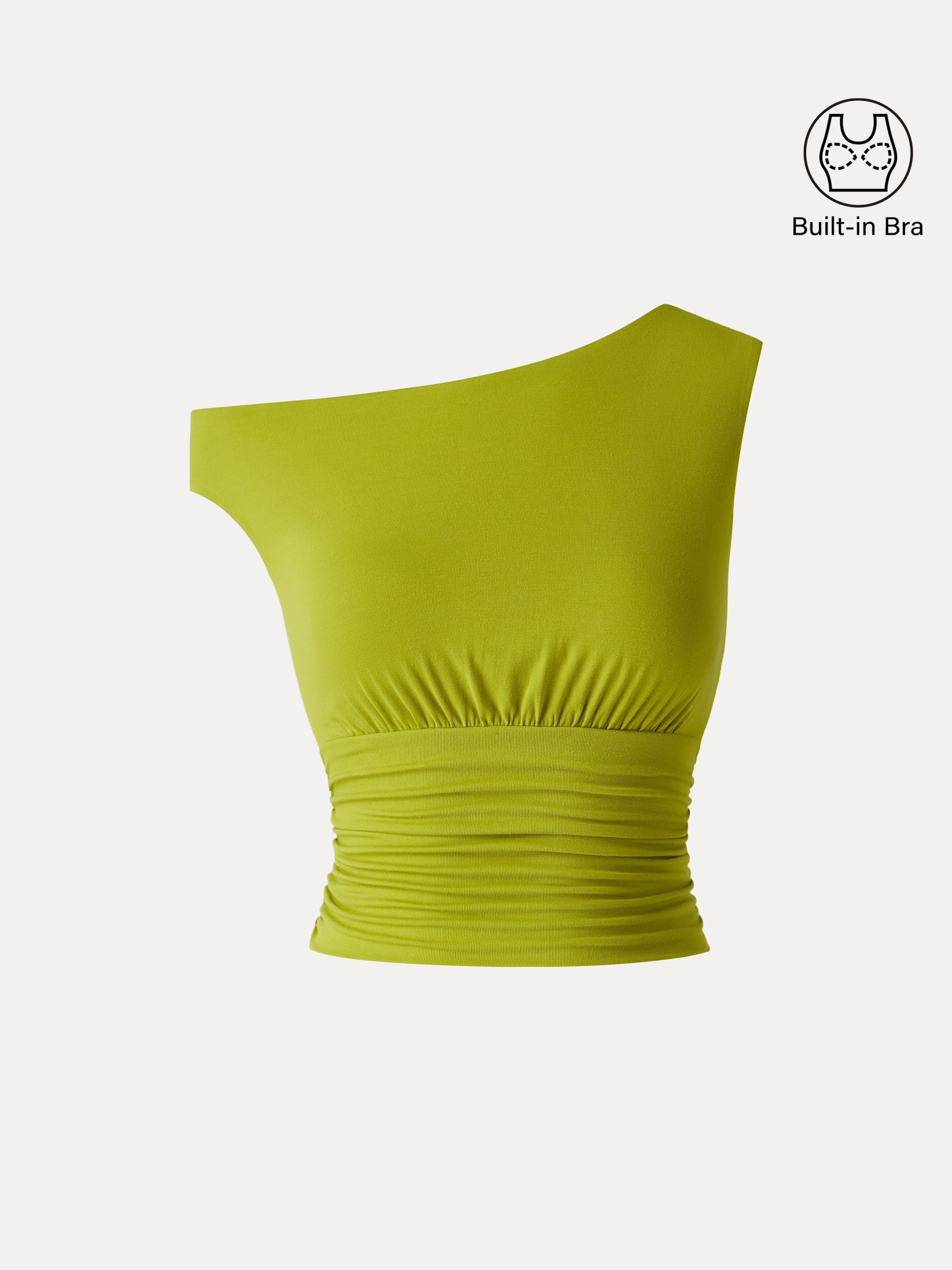 OGLmove Women's Asymmetrical Neck Cropped Ruched Bra Top