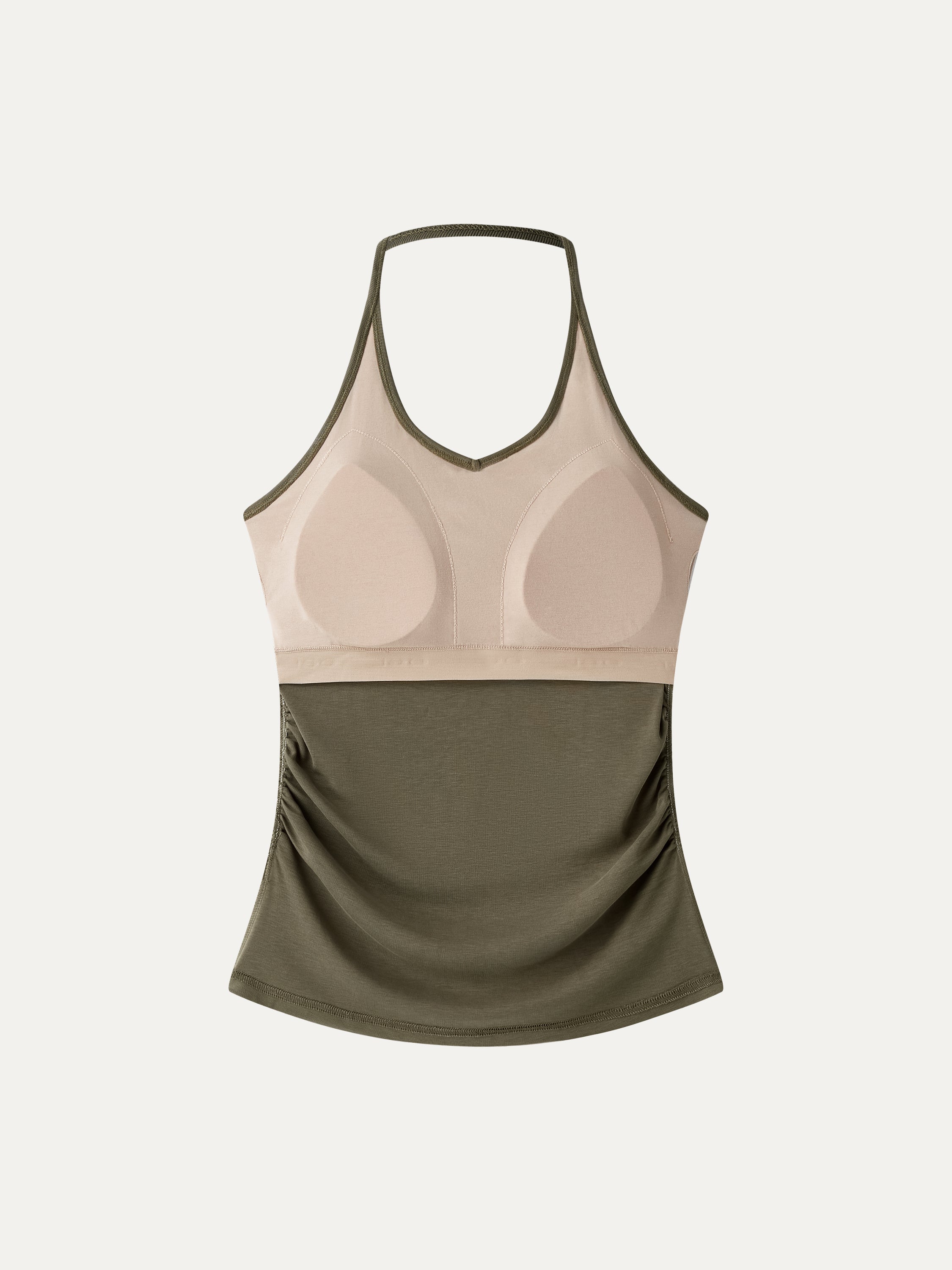 OGLmove Modal Halter Neck Open Back Ruched Bra Top