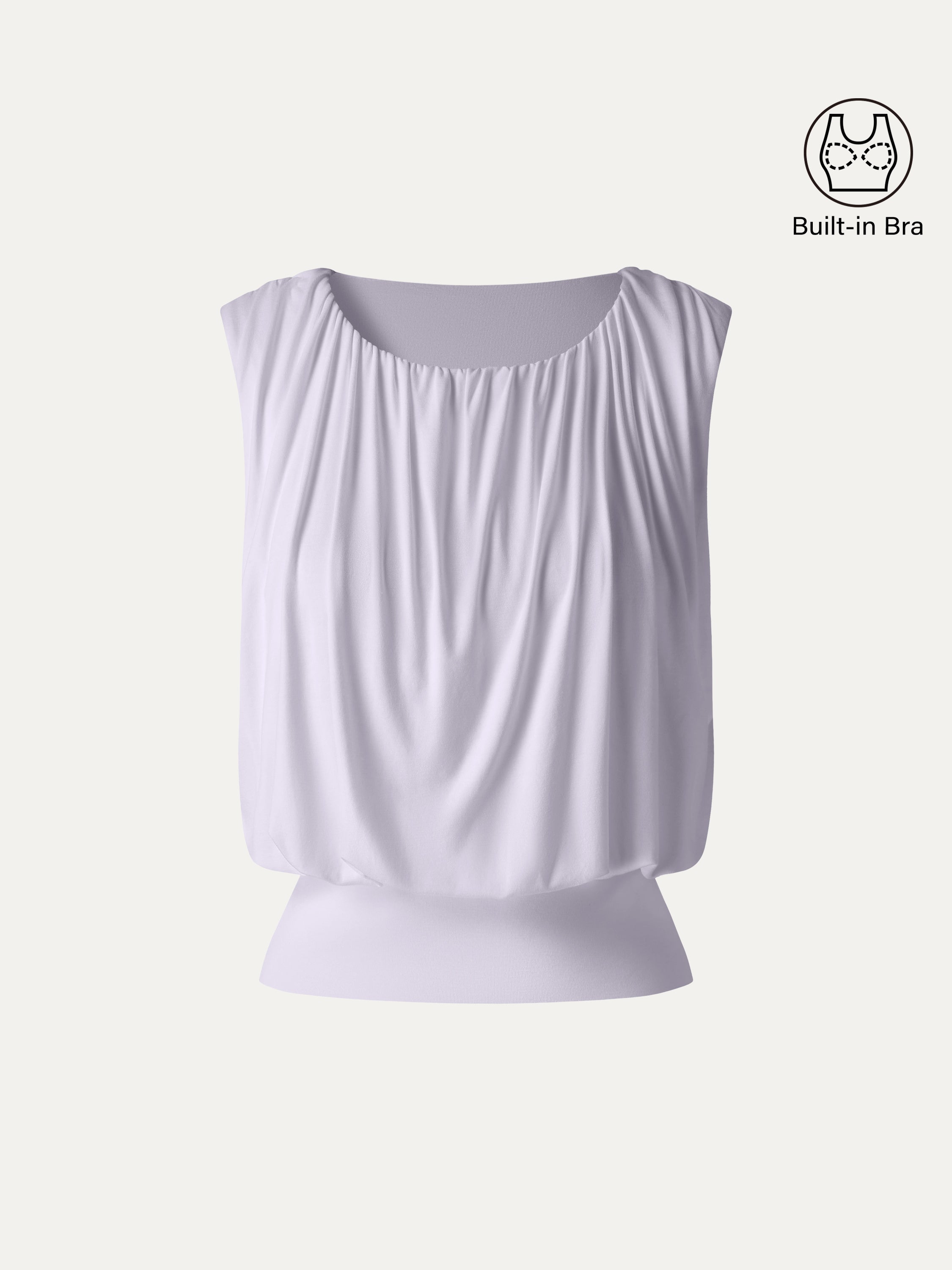 OGLmove Women's Round Neck Gathered Sleeveless Bra Top