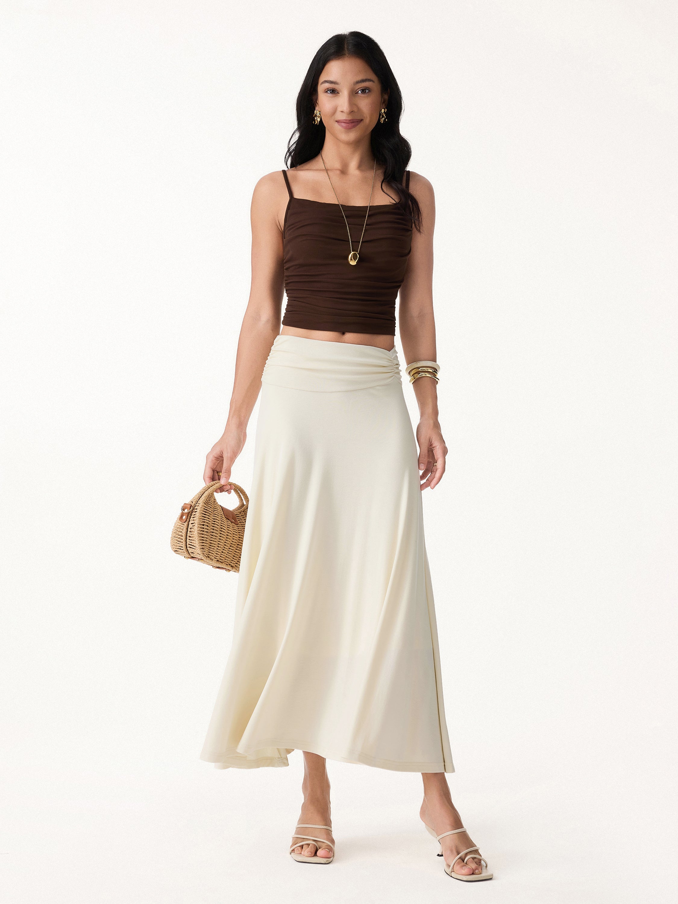 OGLmove European Linen Flowy Vacay Maxi Skirt