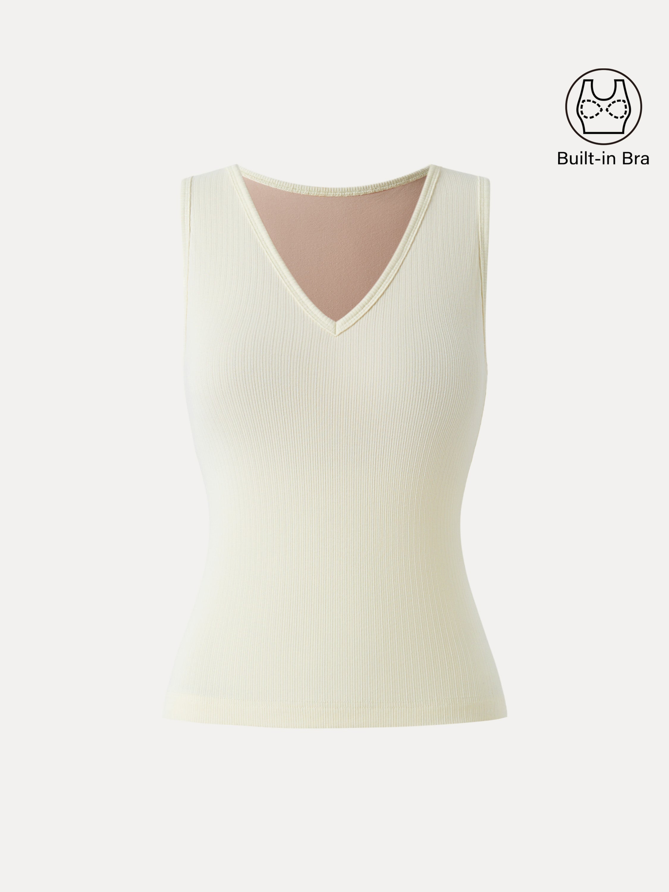 OGLmove Women's Pointelle V-Neck Sleeveless Bra Tank