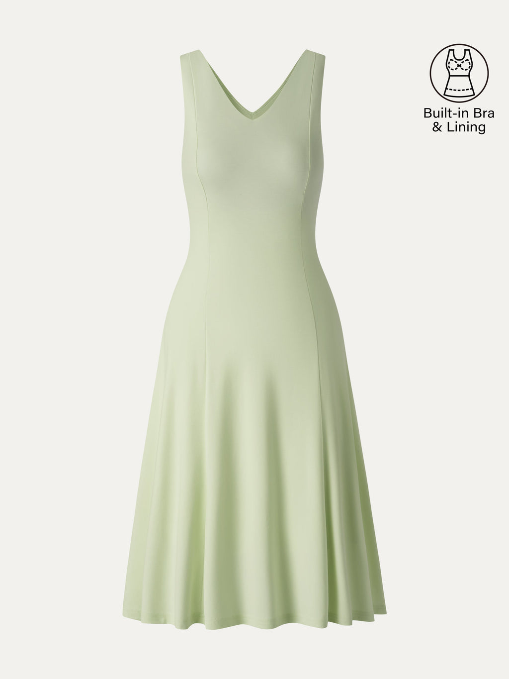 OGLmove Stretch Ponte V-Neck A-Line Midi Bra Dress